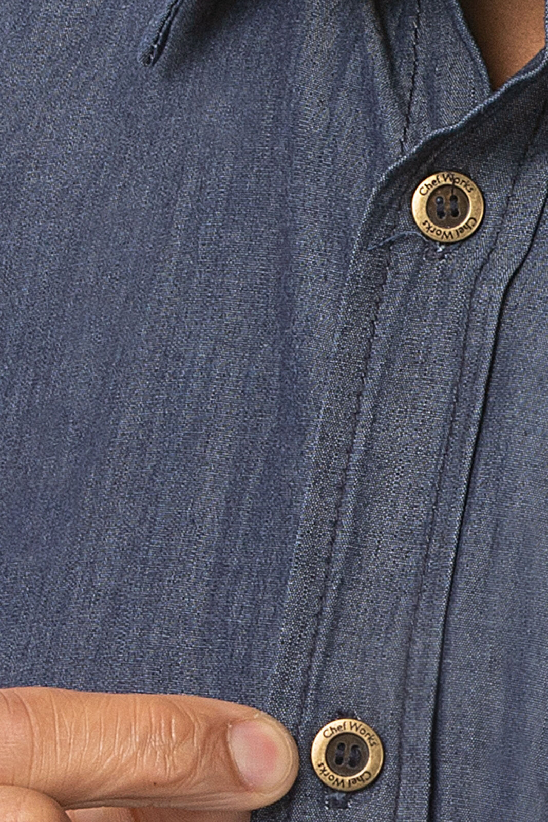 Chef Works Detroit Men's Short Sleeve Denim Shirt - Indigo Blue