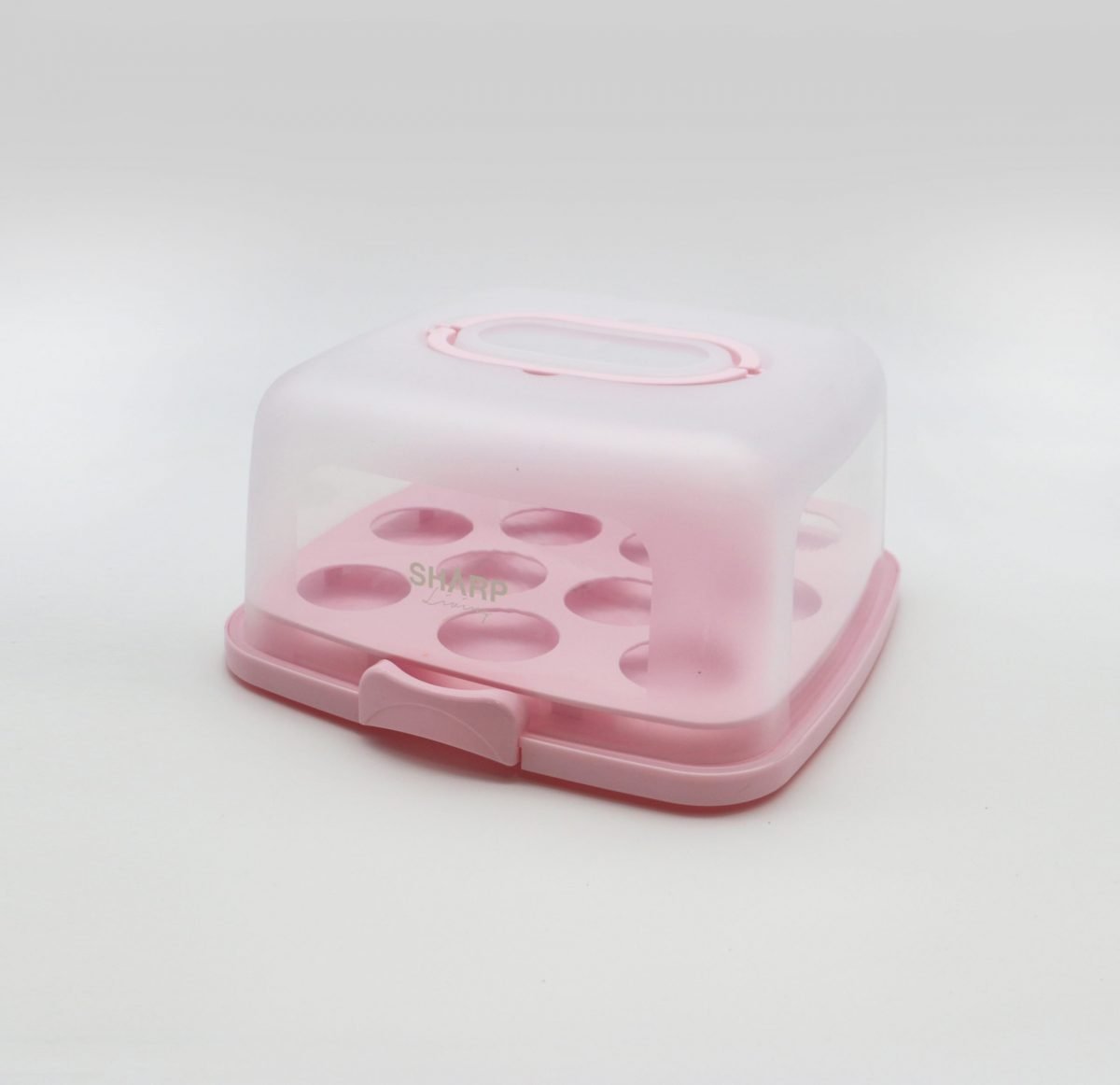 SHARP Living Cake Box Square, Pink (Holds 12)