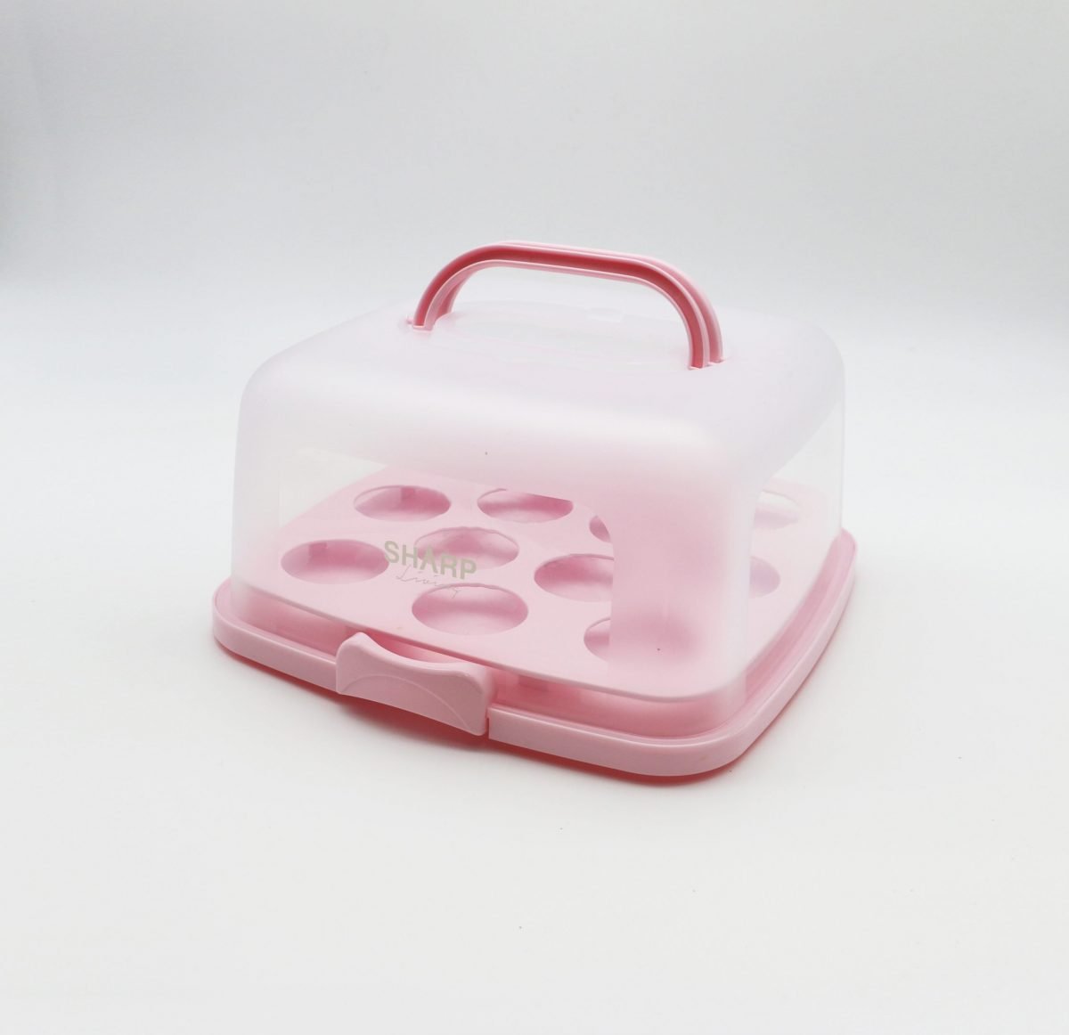 SHARP Living Cake Box Square, Pink (Holds 12)
