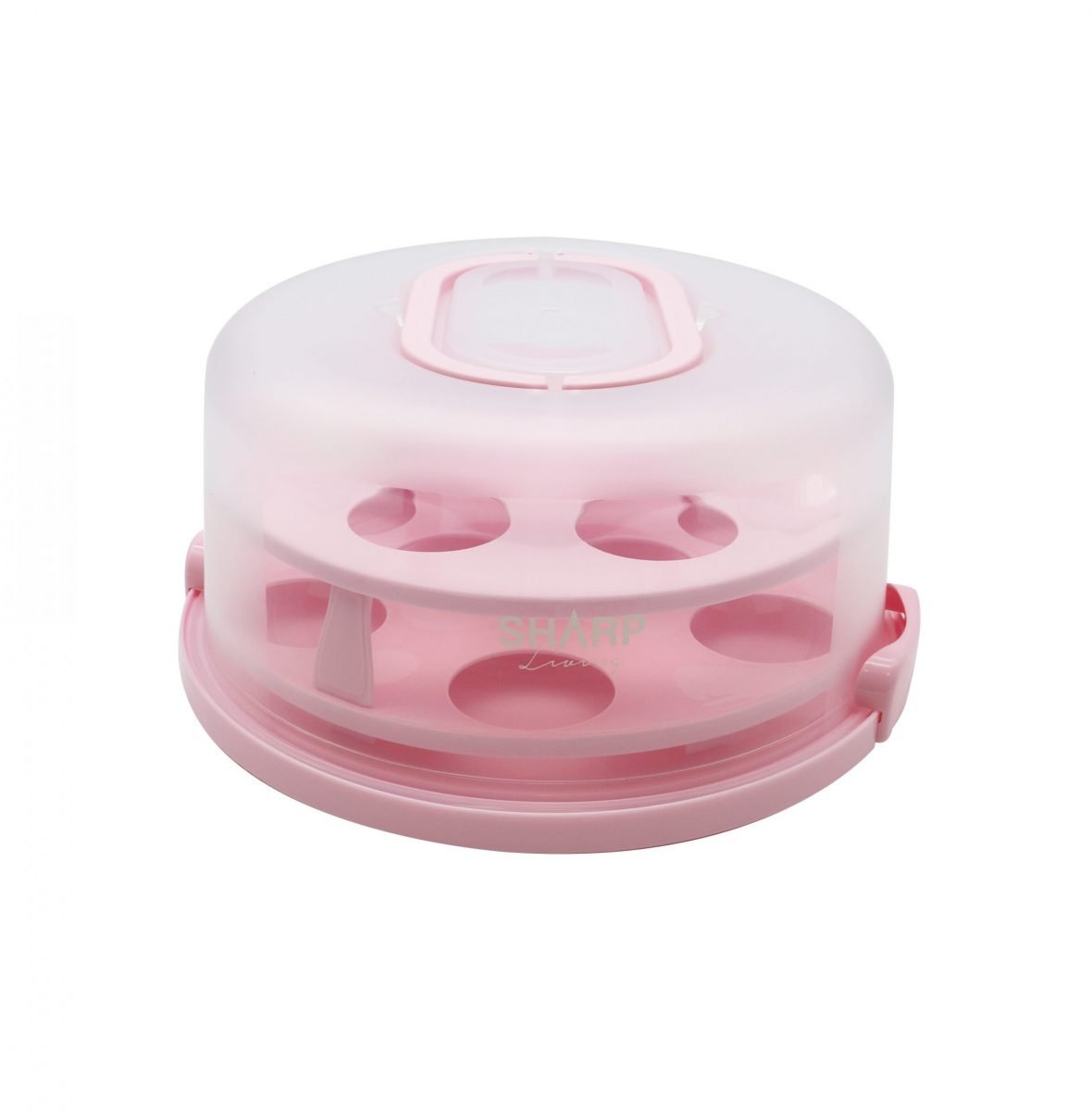 SHARP Living Cake Box Round Double Muffin, Pastel Pink