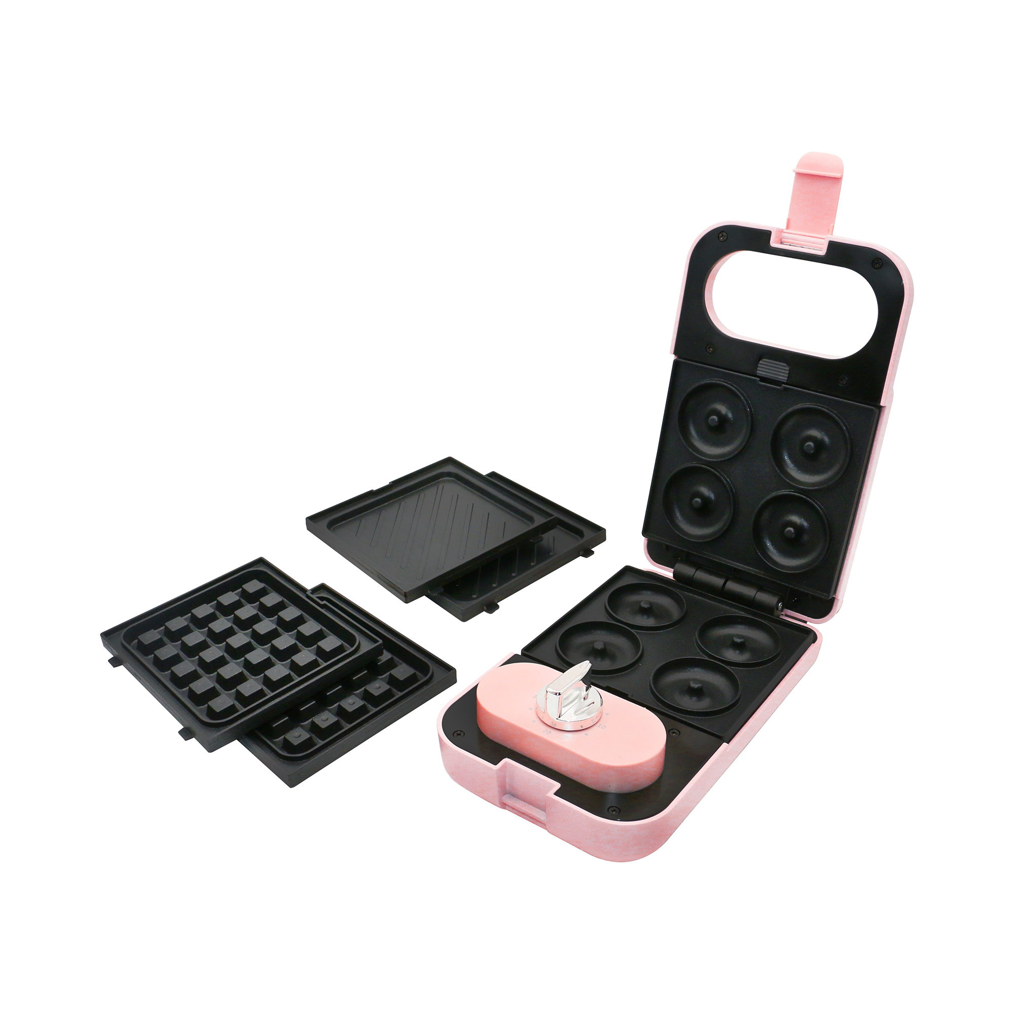 SHARP Living Electric Sandwich Maker Pink w/3 Interchangeable Plates