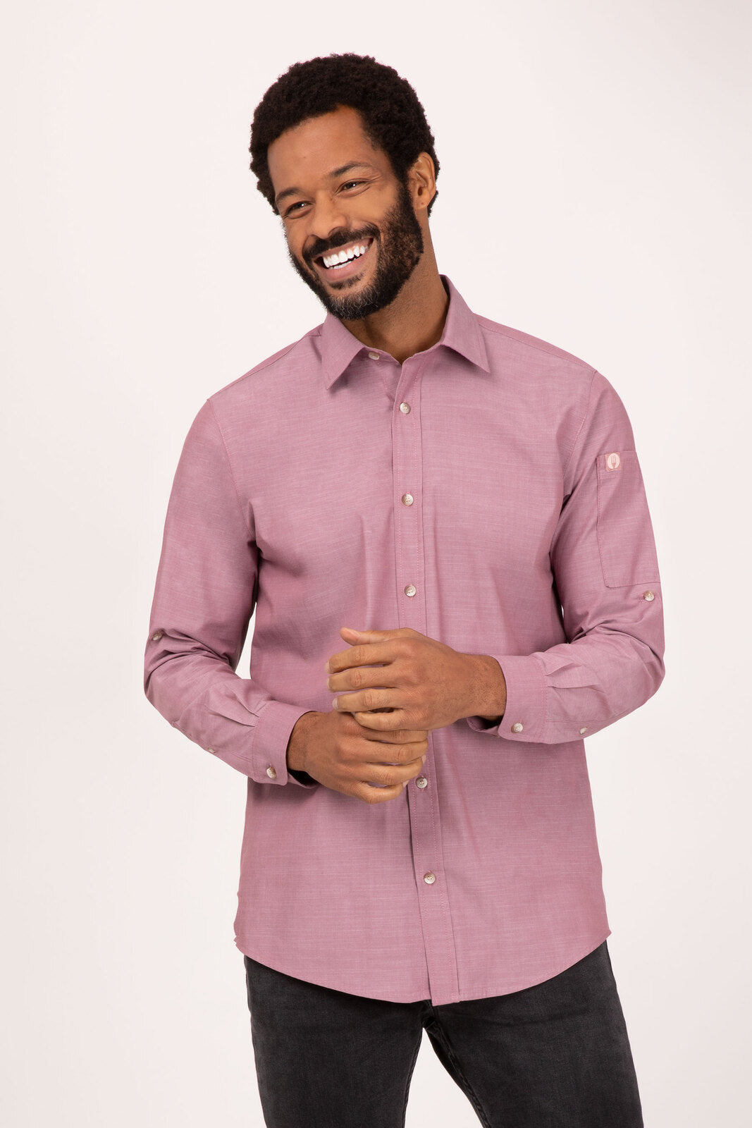 Chef Works Chambray Men's Shirt - Dusty Rose