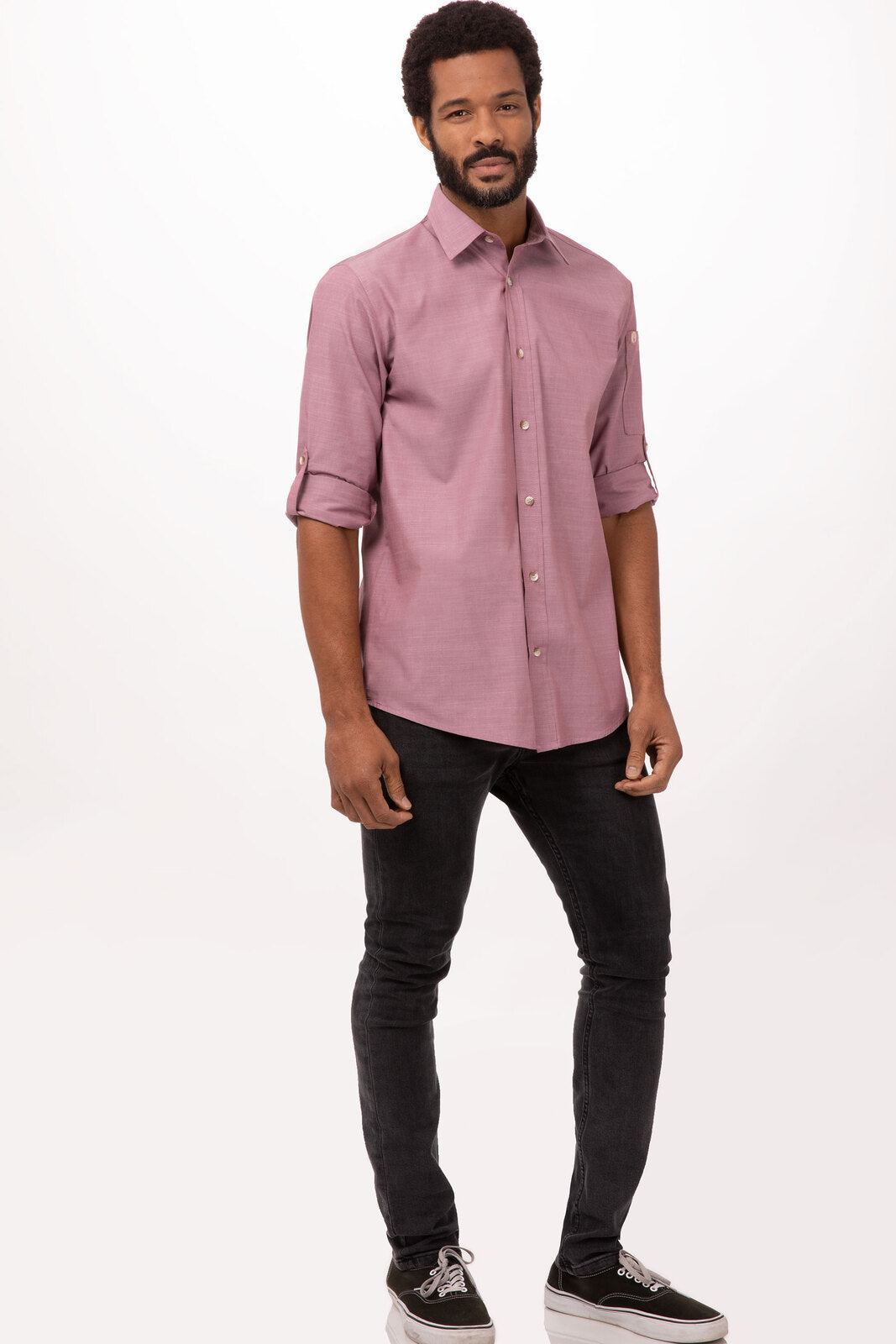 Chef Works Chambray Men's Shirt - Dusty Rose