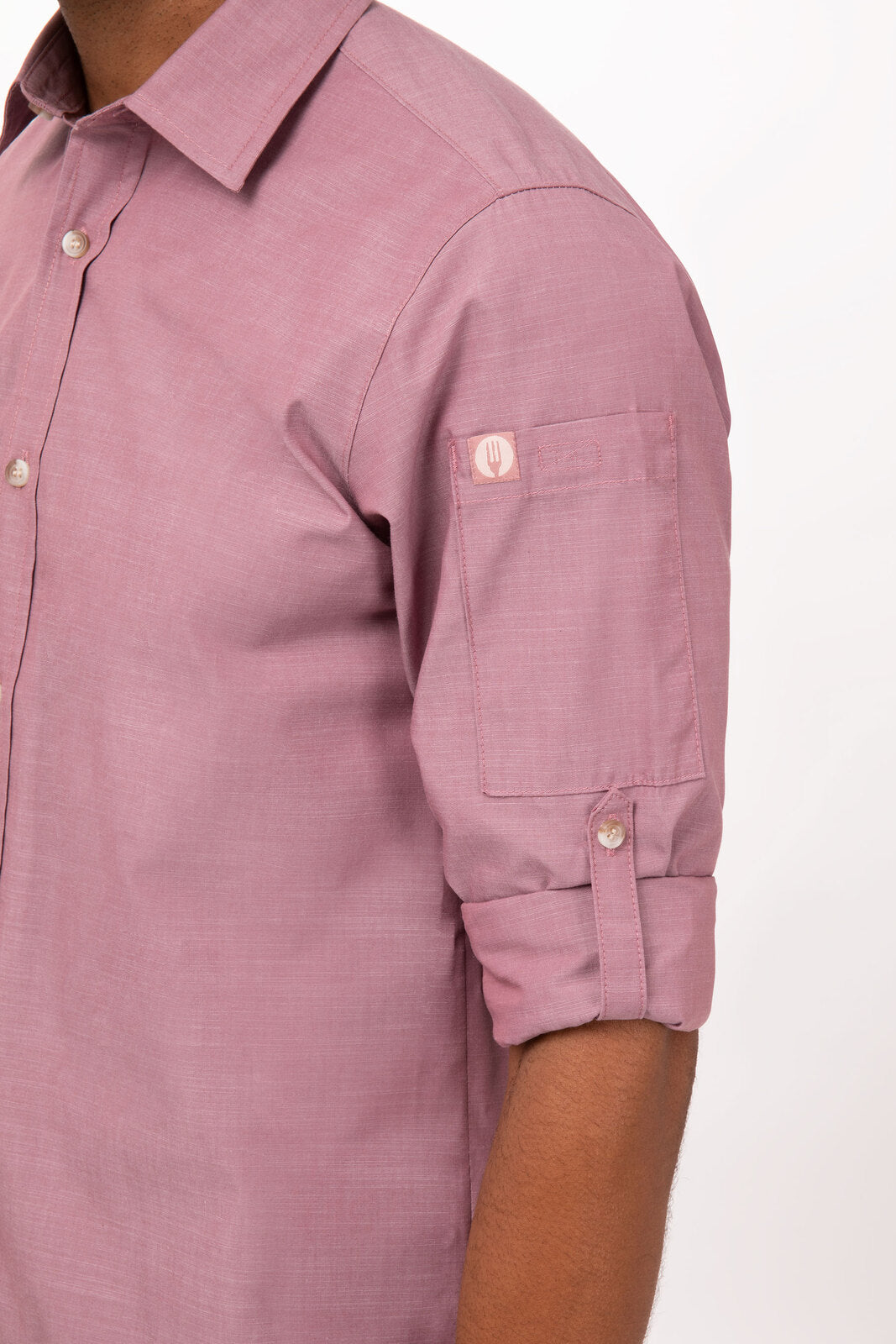 Chef Works Chambray Men's Shirt - Dusty Rose
