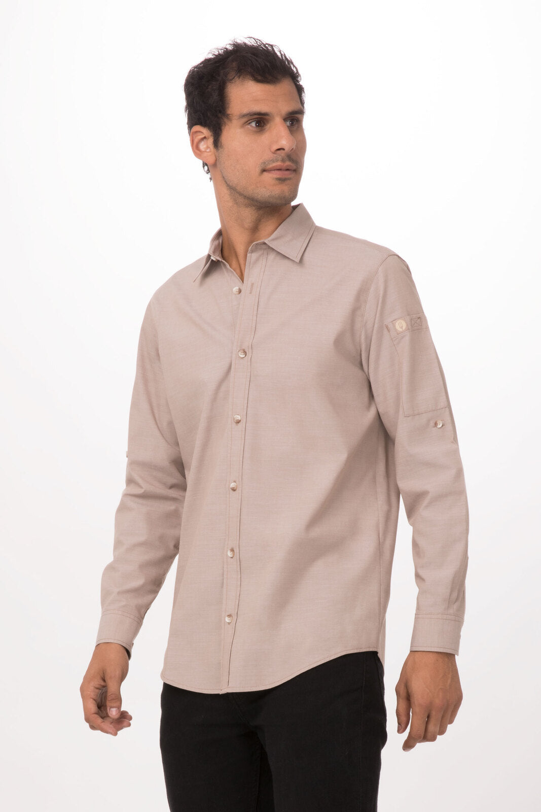 Chef Works Chambray Men's Shirt - Ecru