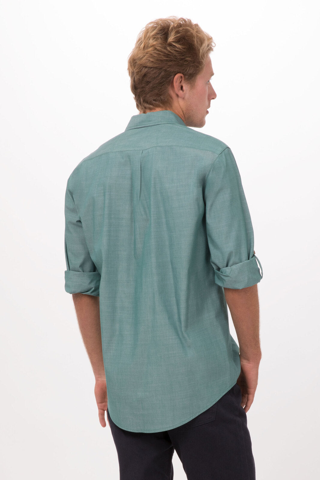 Chef Works Chambray Men's Shirt - Green Mist