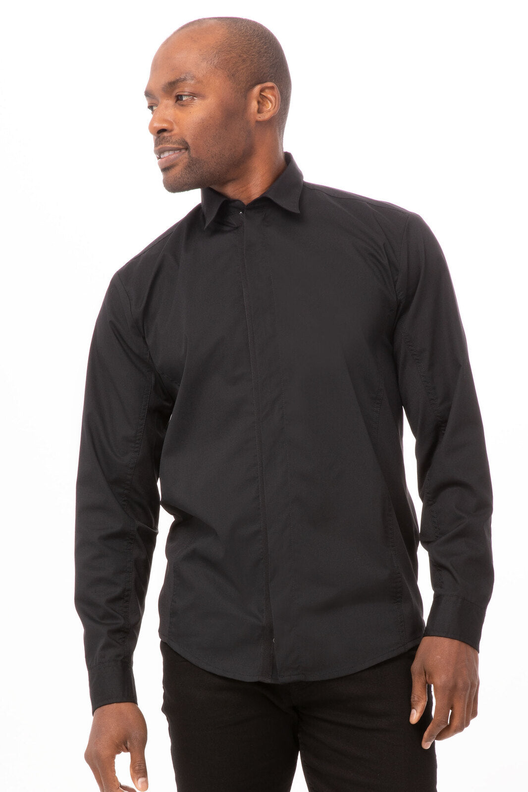 Chef Works Shelby Men's Zip Front Shirt - Black
