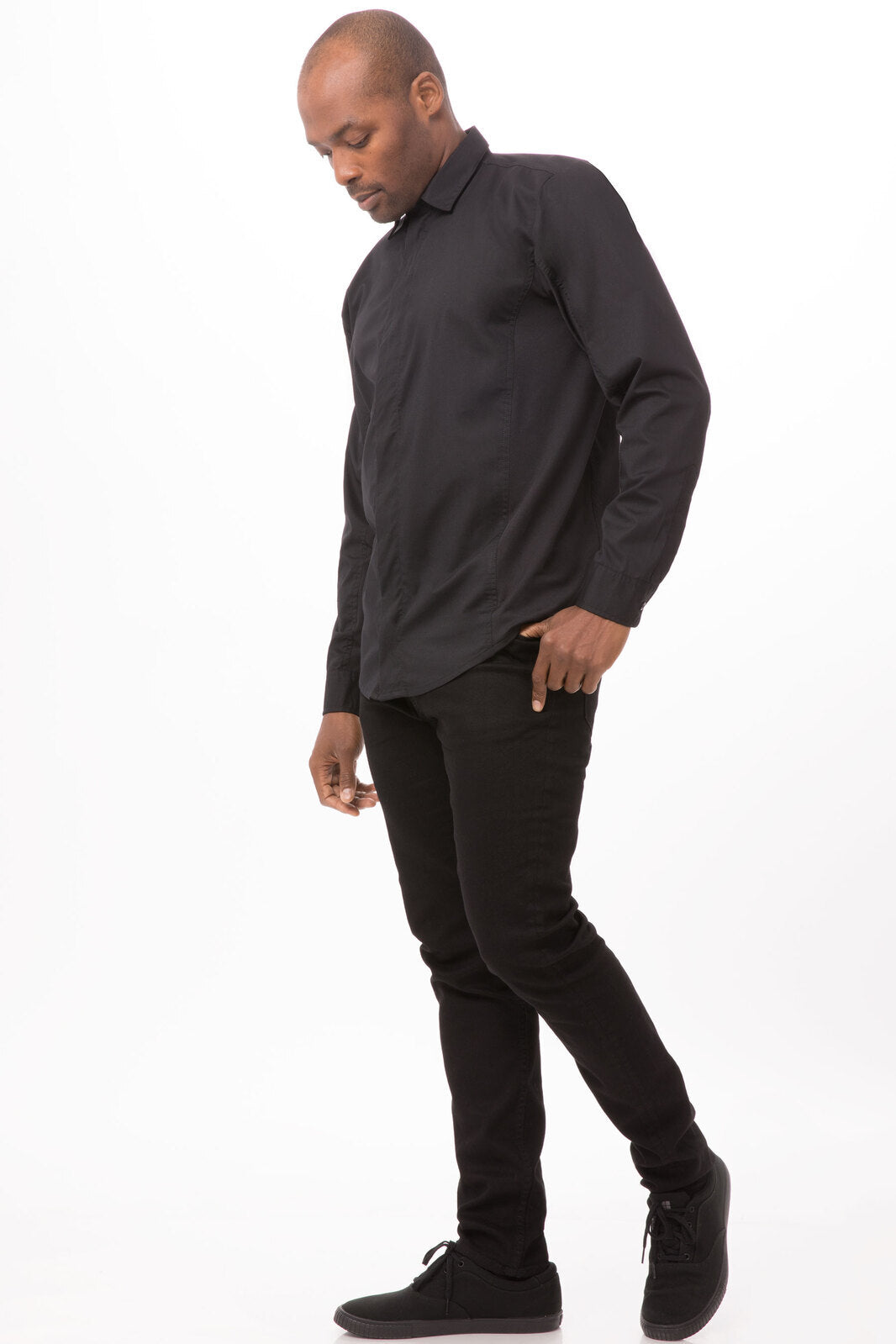 Chef Works Shelby Men's Zip Front Shirt - Black