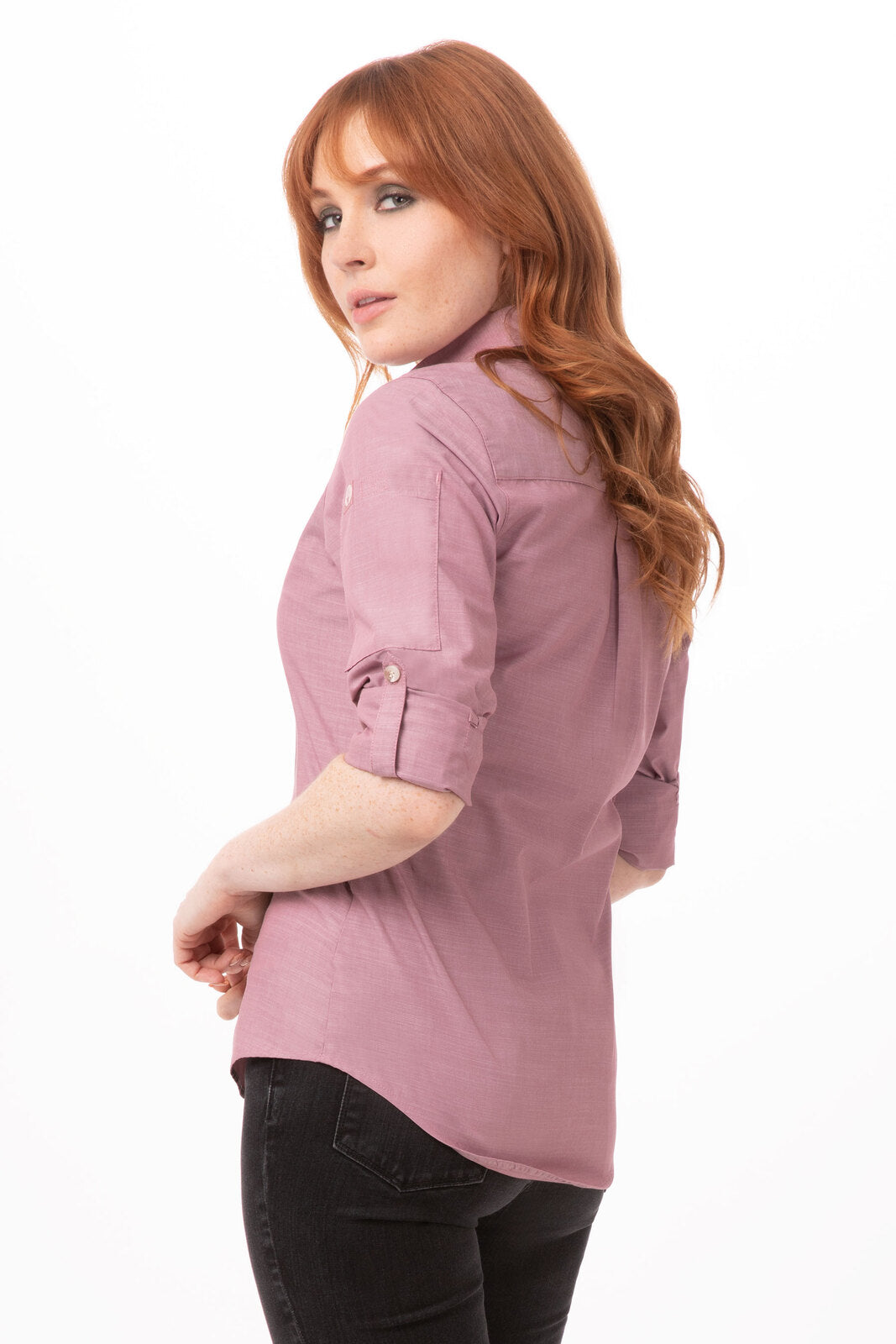 Chef Works Chambray Women's Shirt - Dusty Rose