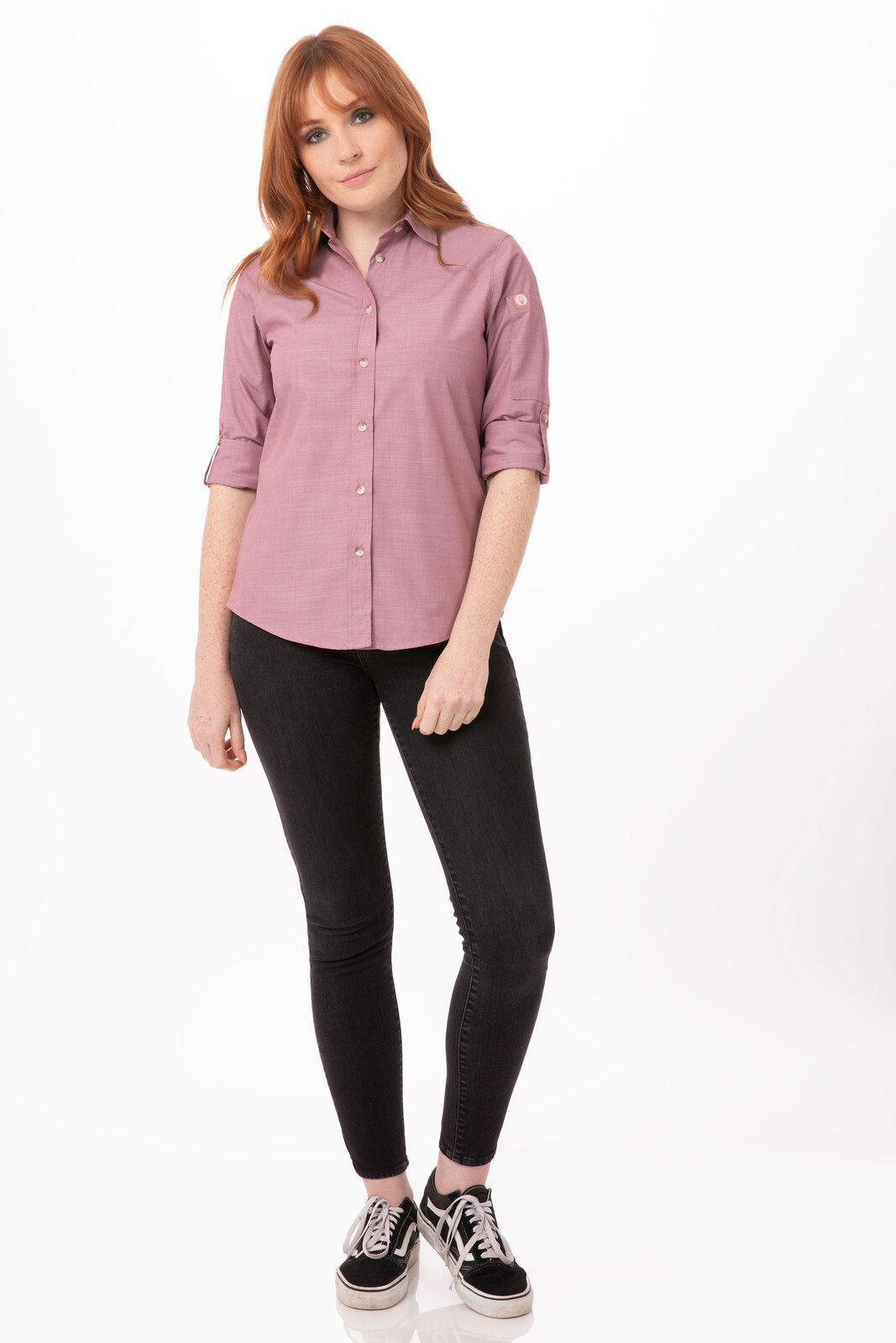 Chef Works Chambray Women's Shirt - Dusty Rose