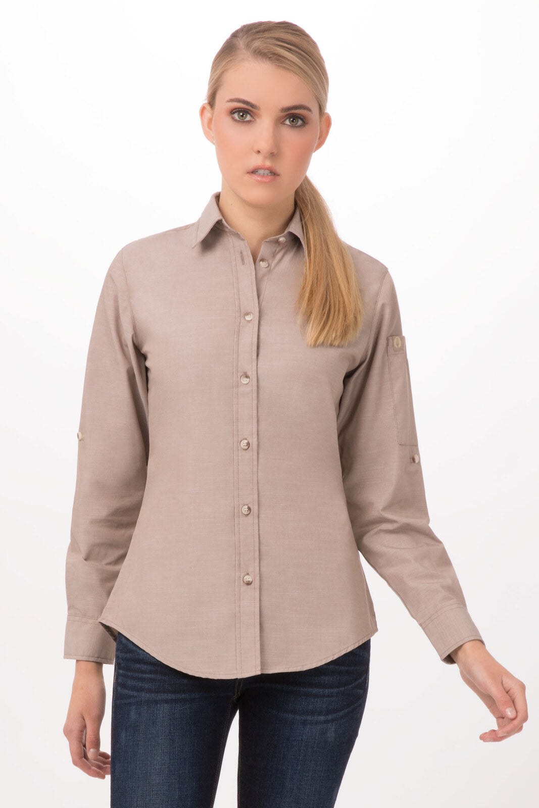 Chef Works Chambray Women's Shirt - Ecru