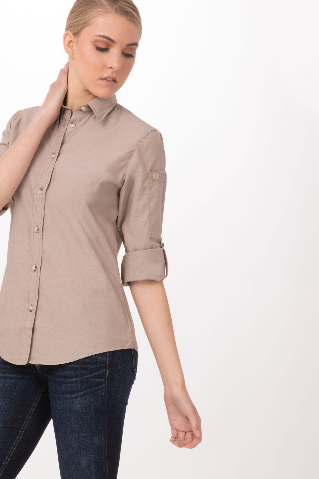 Chef Works Chambray Women's Shirt - Ecru