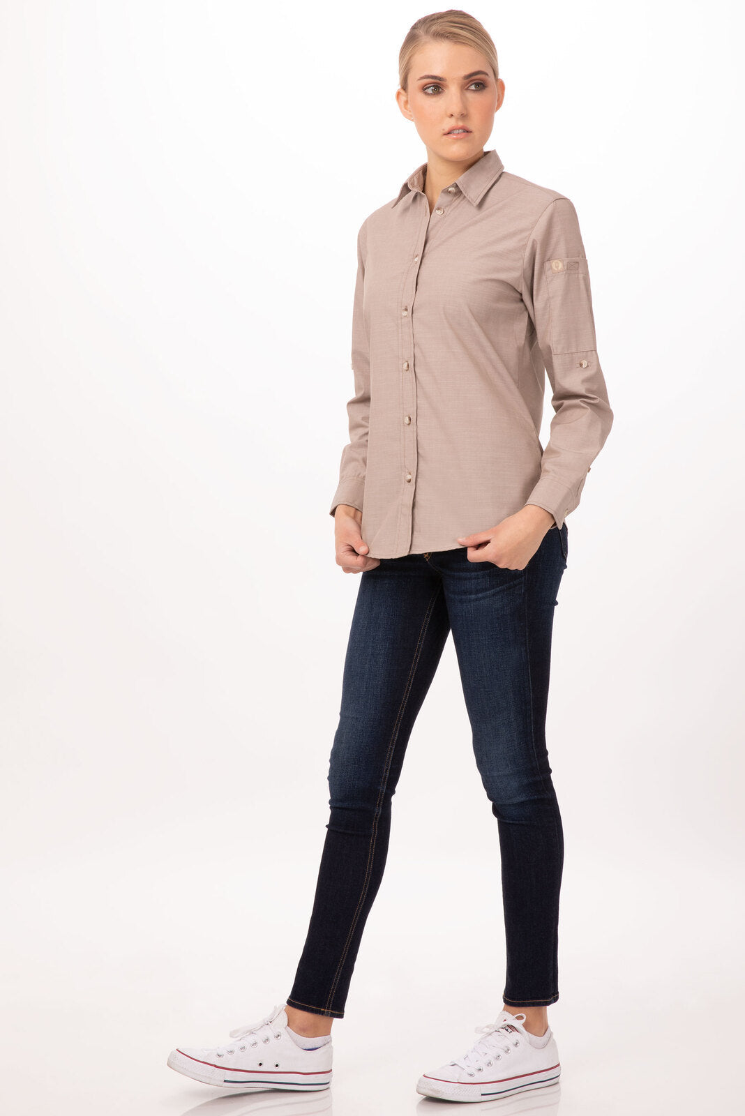 Chef Works Chambray Women's Shirt - Ecru