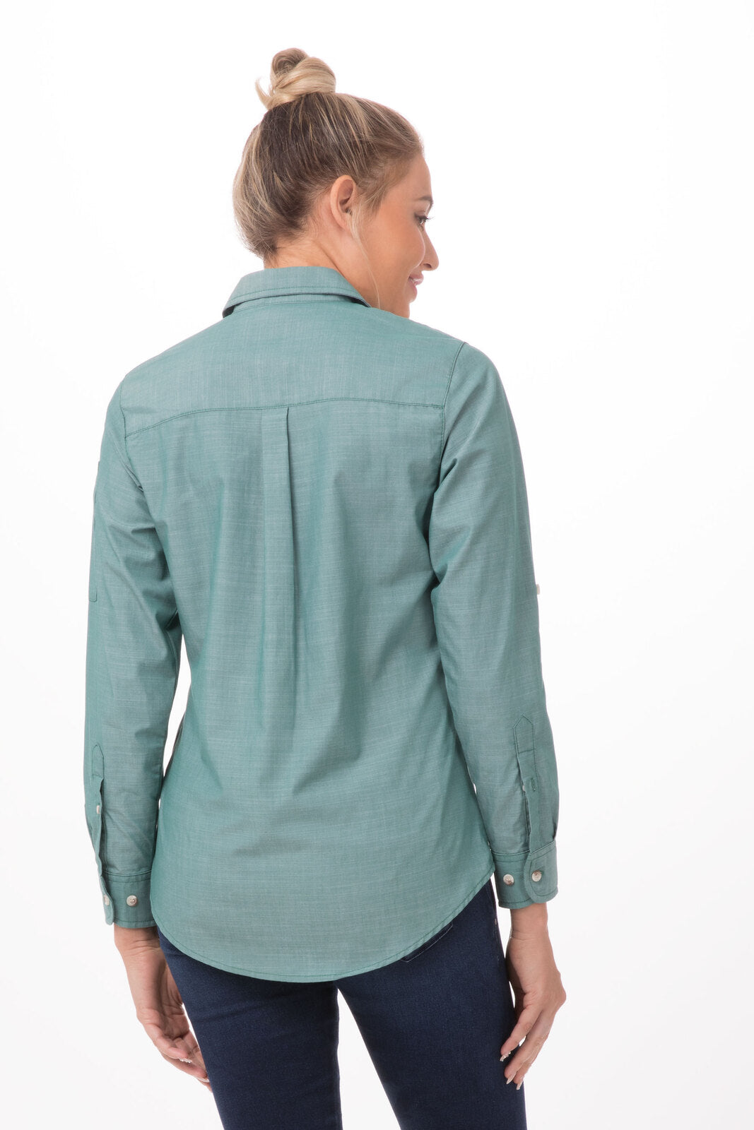 Chef Works Chambray Women's Shirt - Green Mist