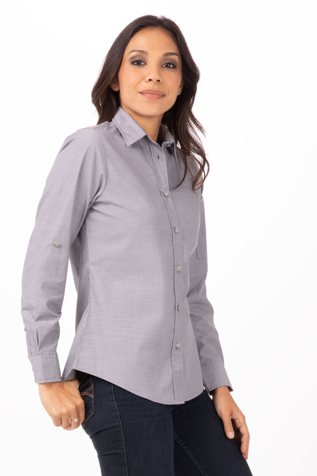 Chef Works Chambray Women's Shirt - Grey