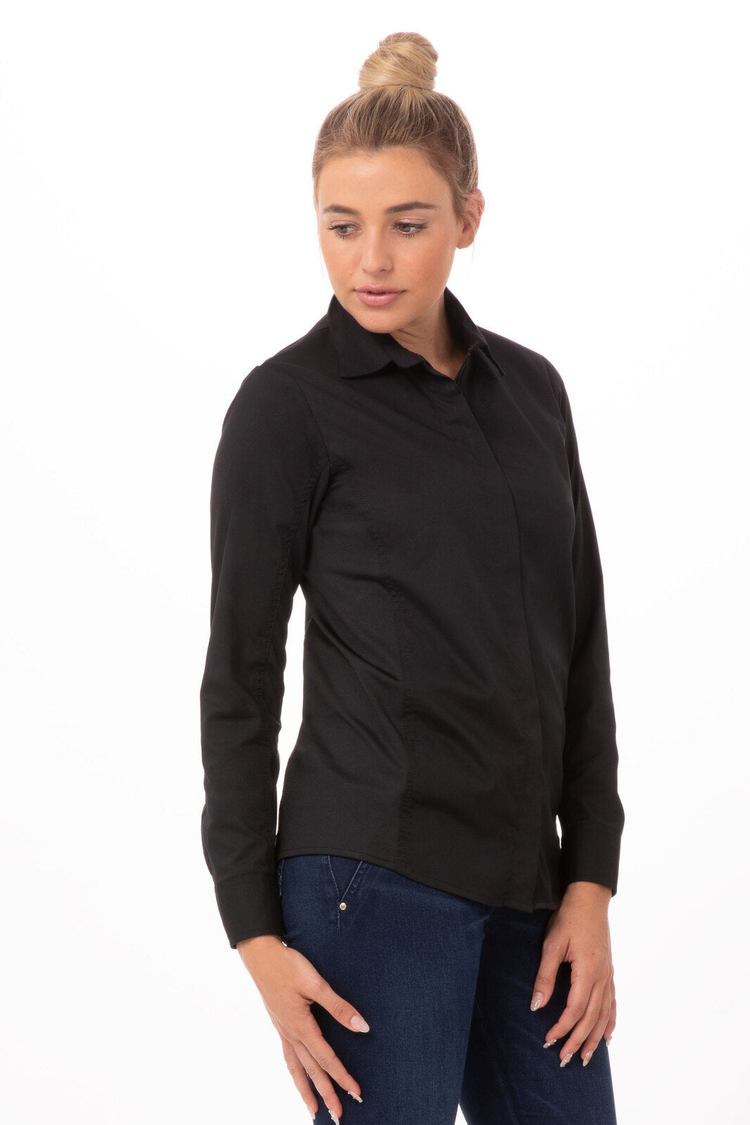Chef Works Shelby Women's Zip Front Shirt - Black