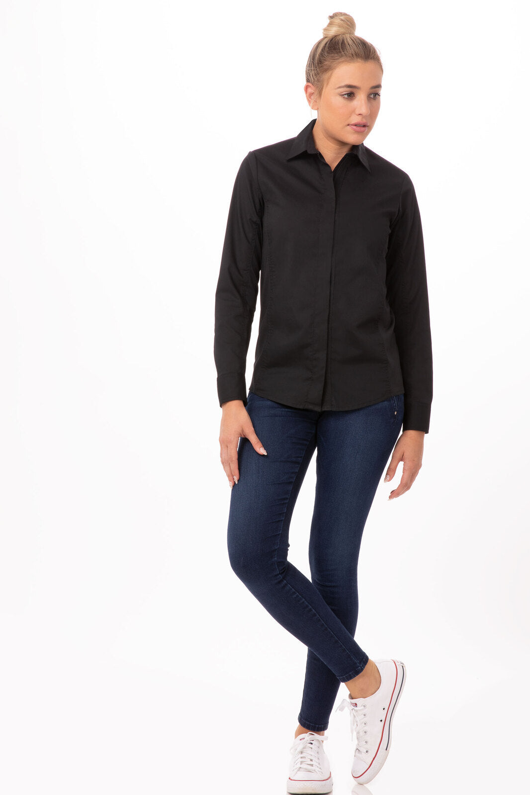 Chef Works Shelby Women's Zip Front Shirt - Black