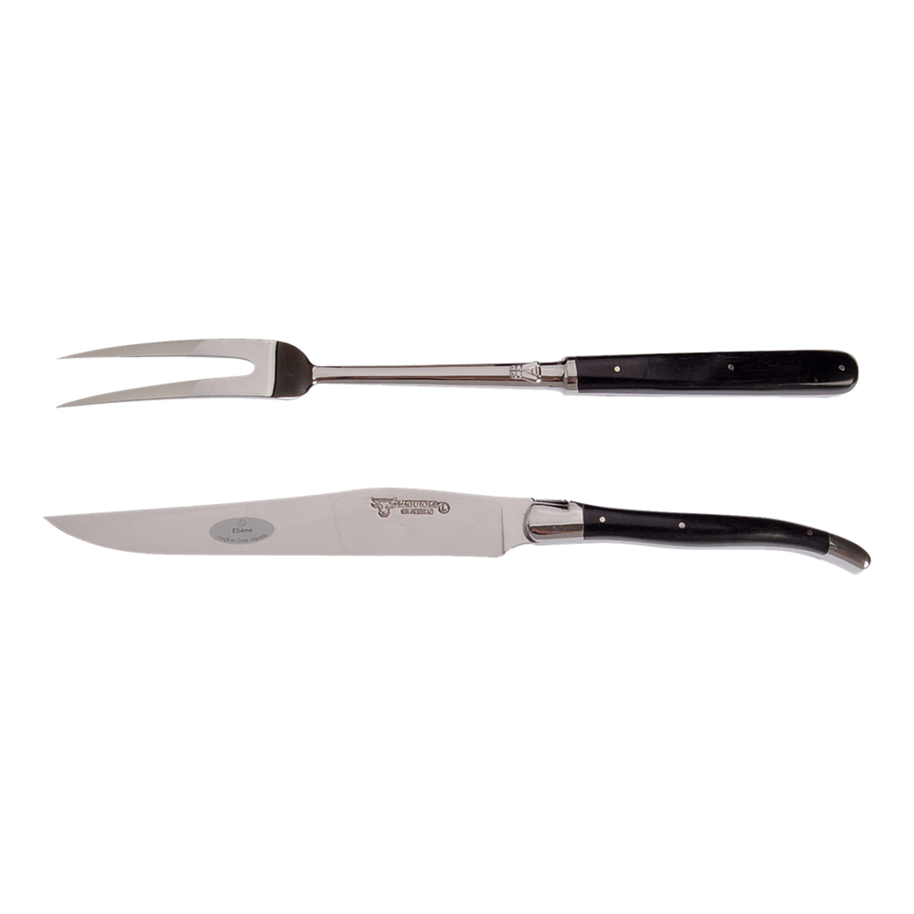 Laguiole en Aubrac 2 Piece Forged Carving Set - Ebony Wood