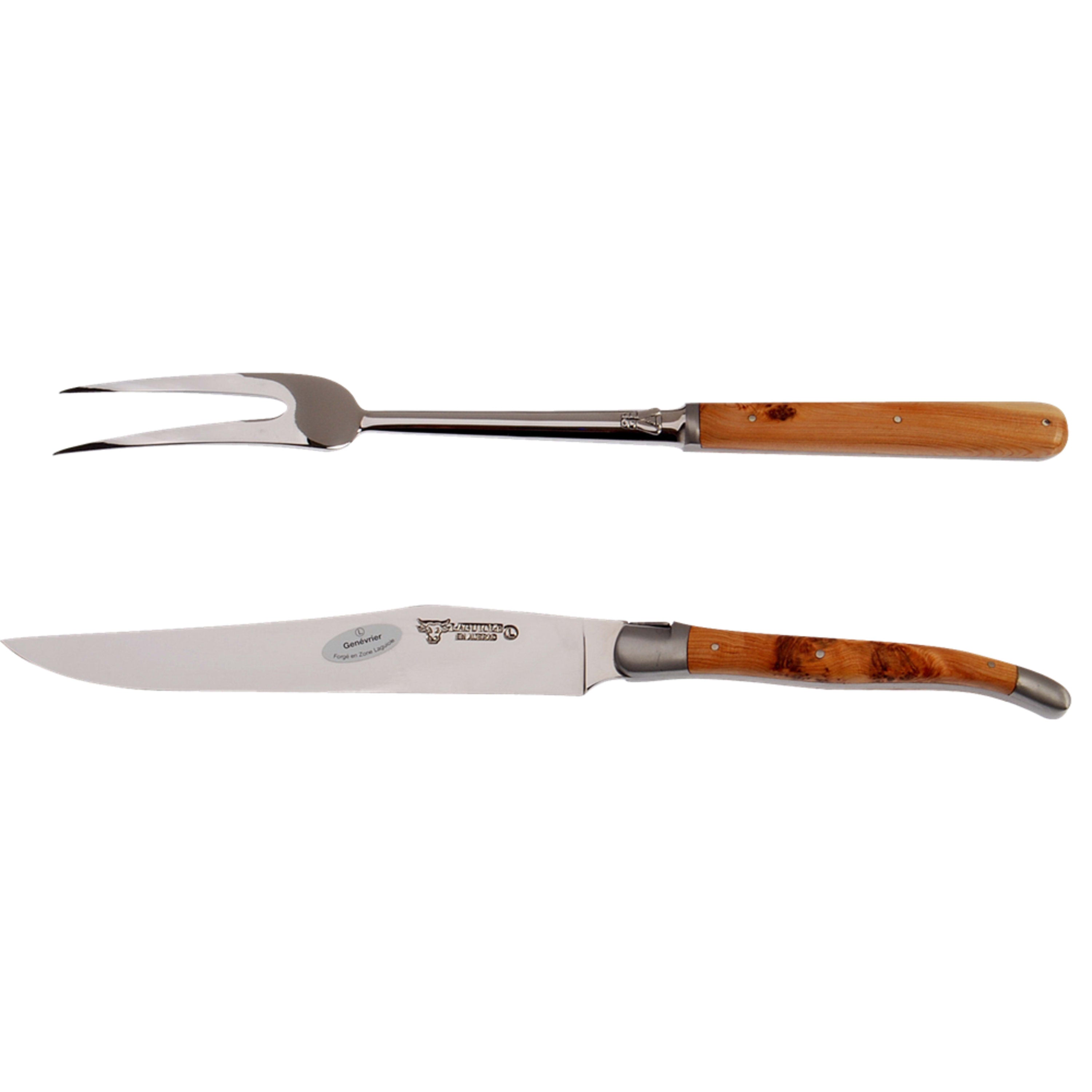 Laguiole en Aubrac 2 Piece Forged Carving Set - Juniper Wood