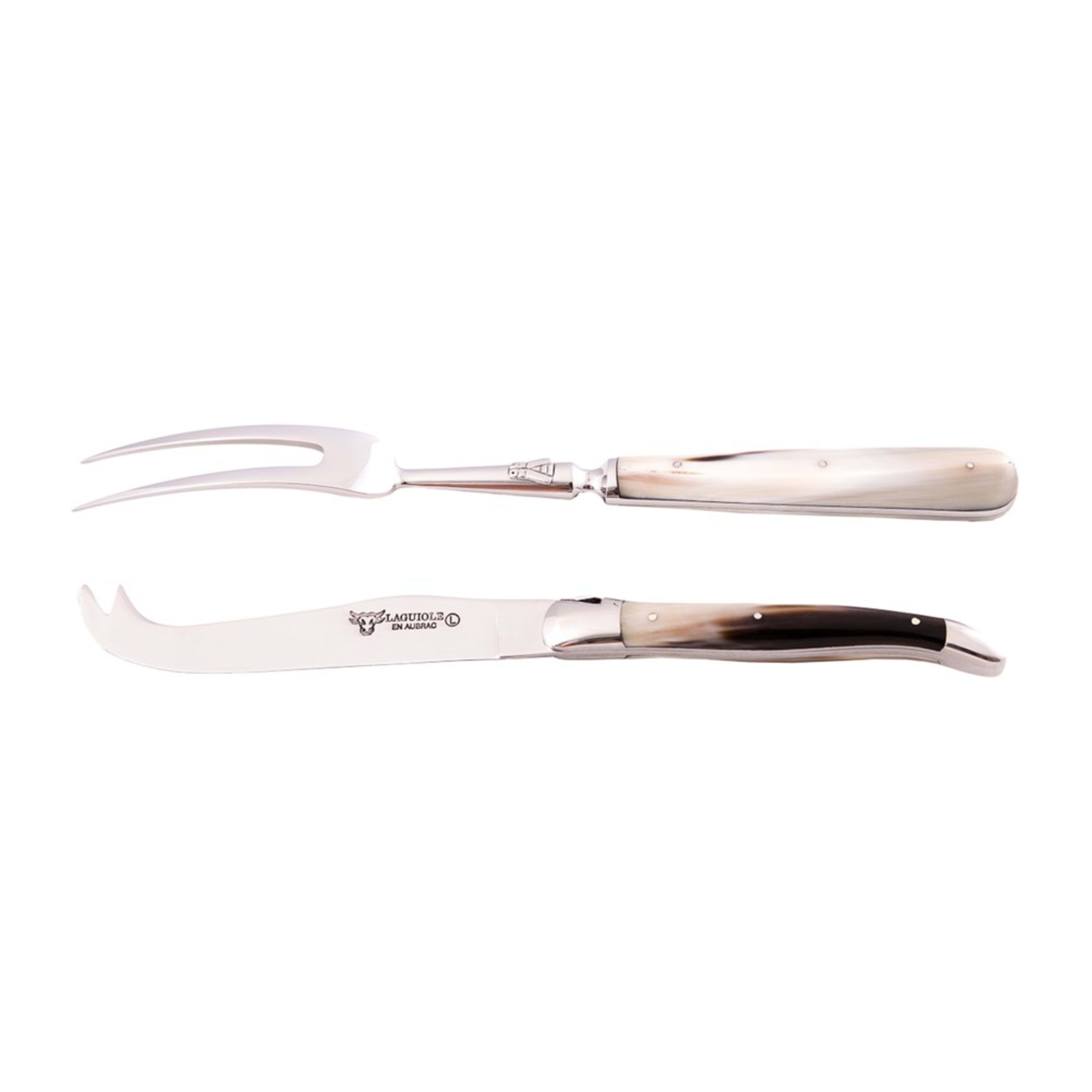 Laguiole en Aubrac 2 Piece Forged Cheese Set - Solid Horn
