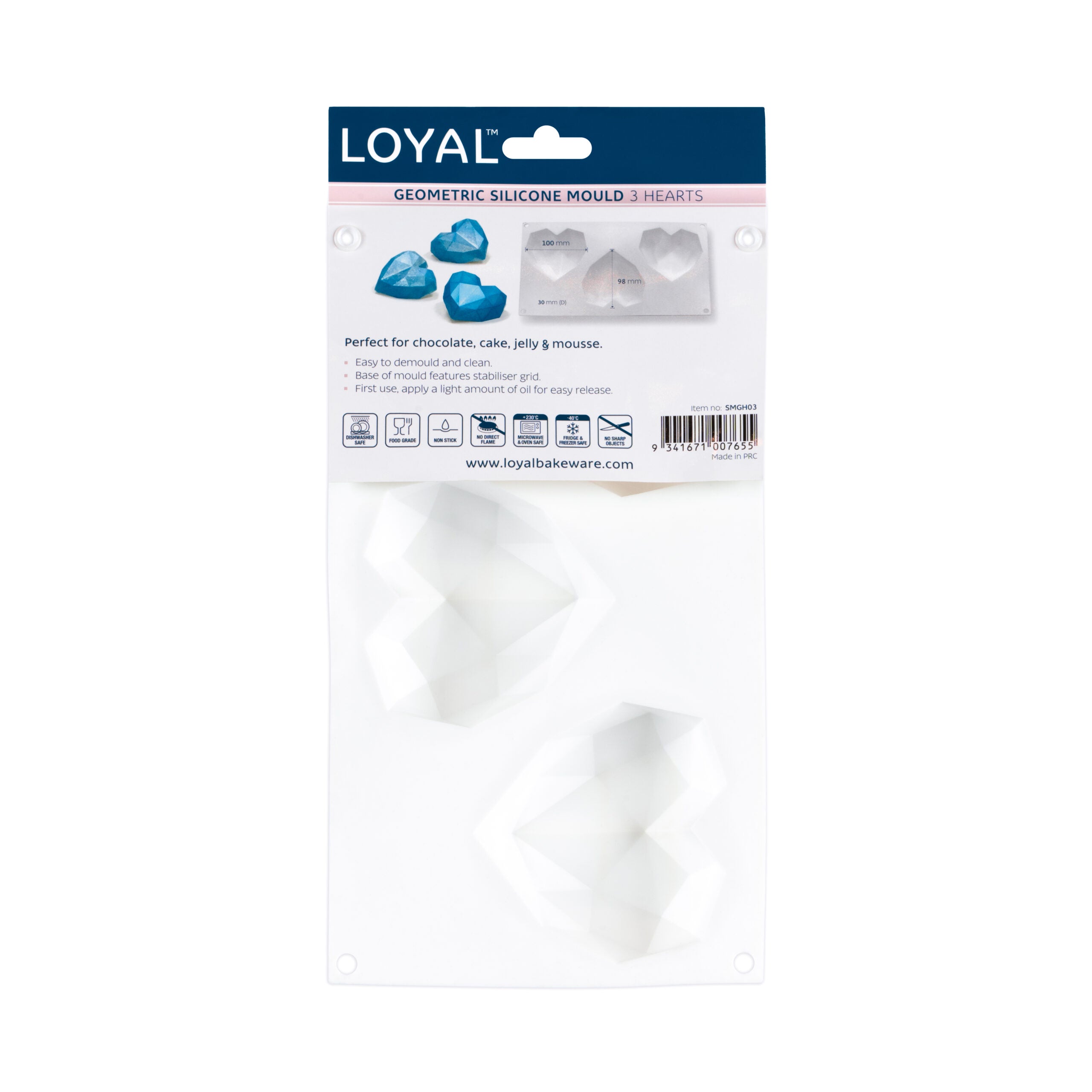 LOYAL Geometric Heart Silicone Mould 3 Cavity