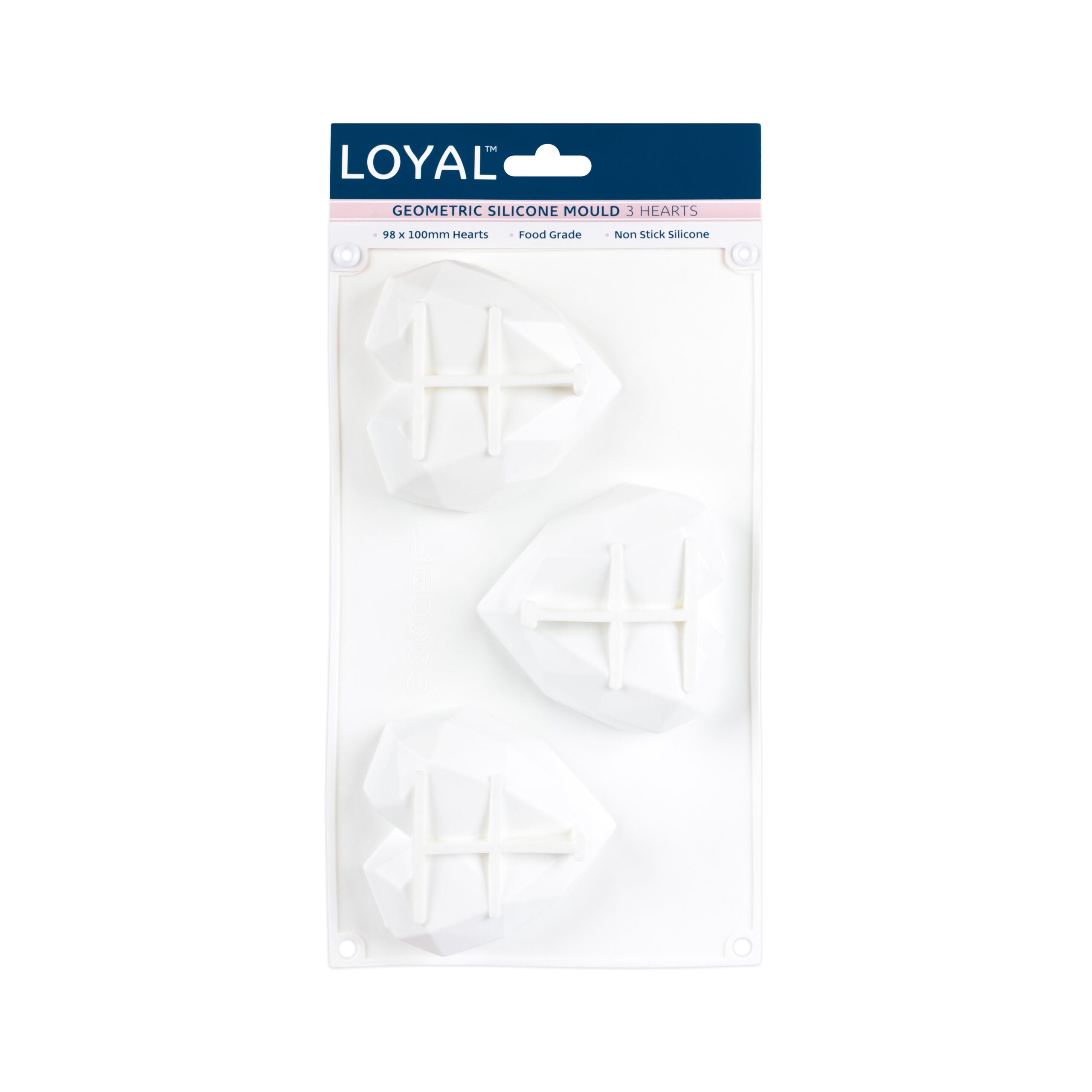 LOYAL Geometric Heart Silicone Mould 3 Cavity