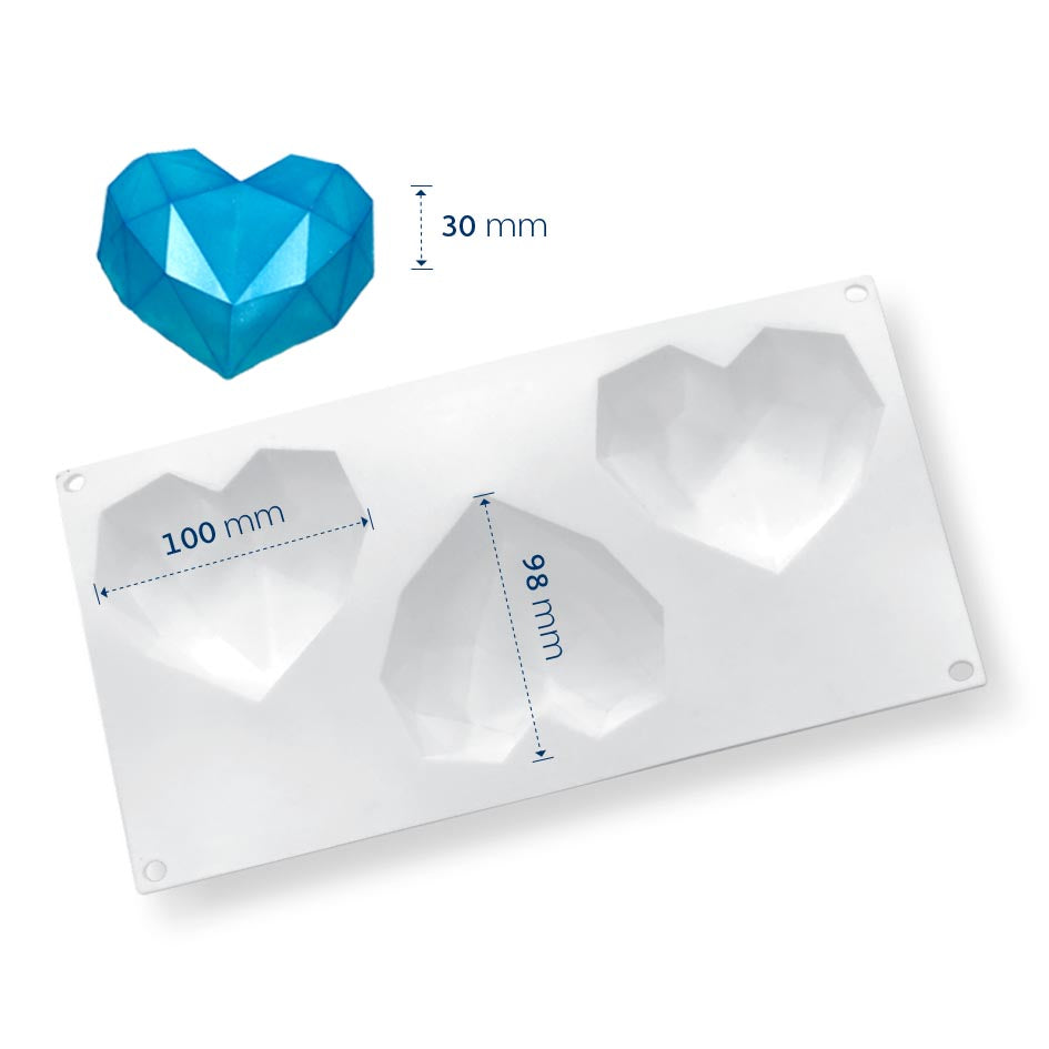 LOYAL Geometric Heart Silicone Mould 3 Cavity