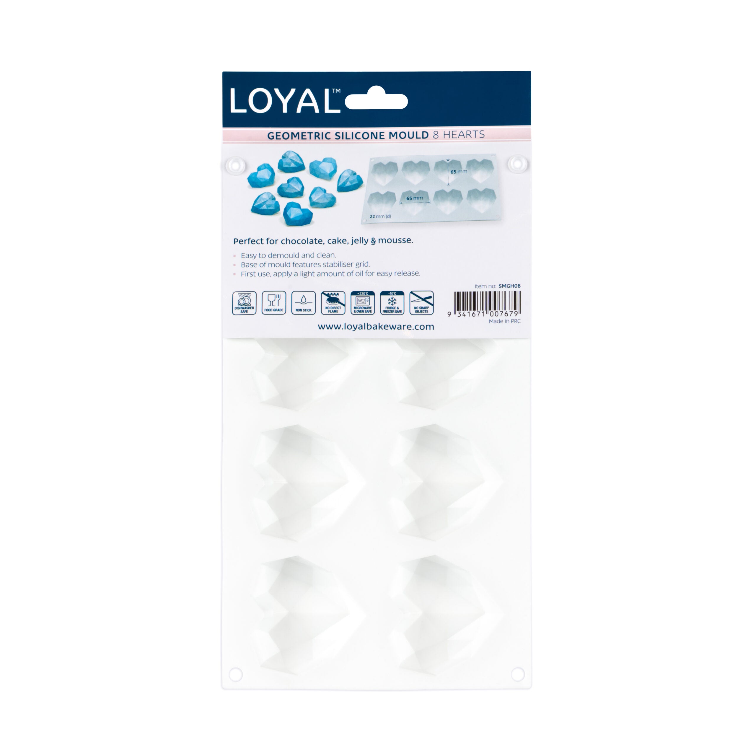 LOYAL Geometric Heart Silicone Mould 8 Cavity