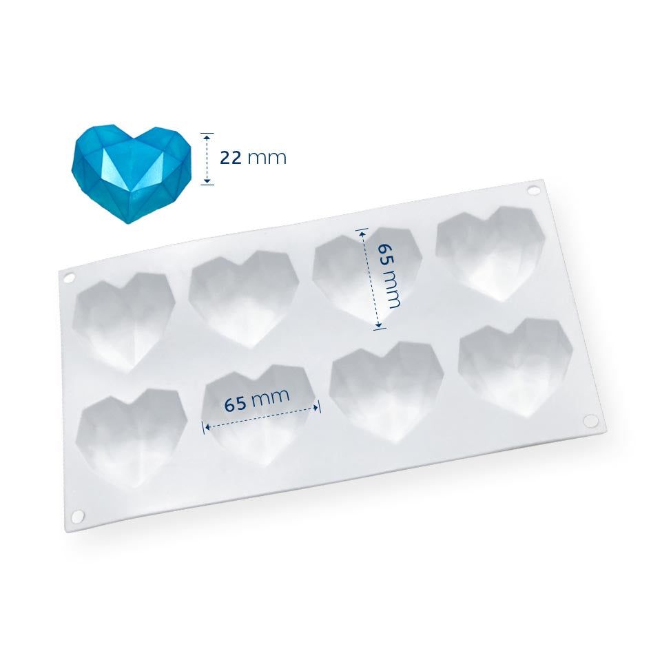 LOYAL Geometric Heart Silicone Mould 8 Cavity