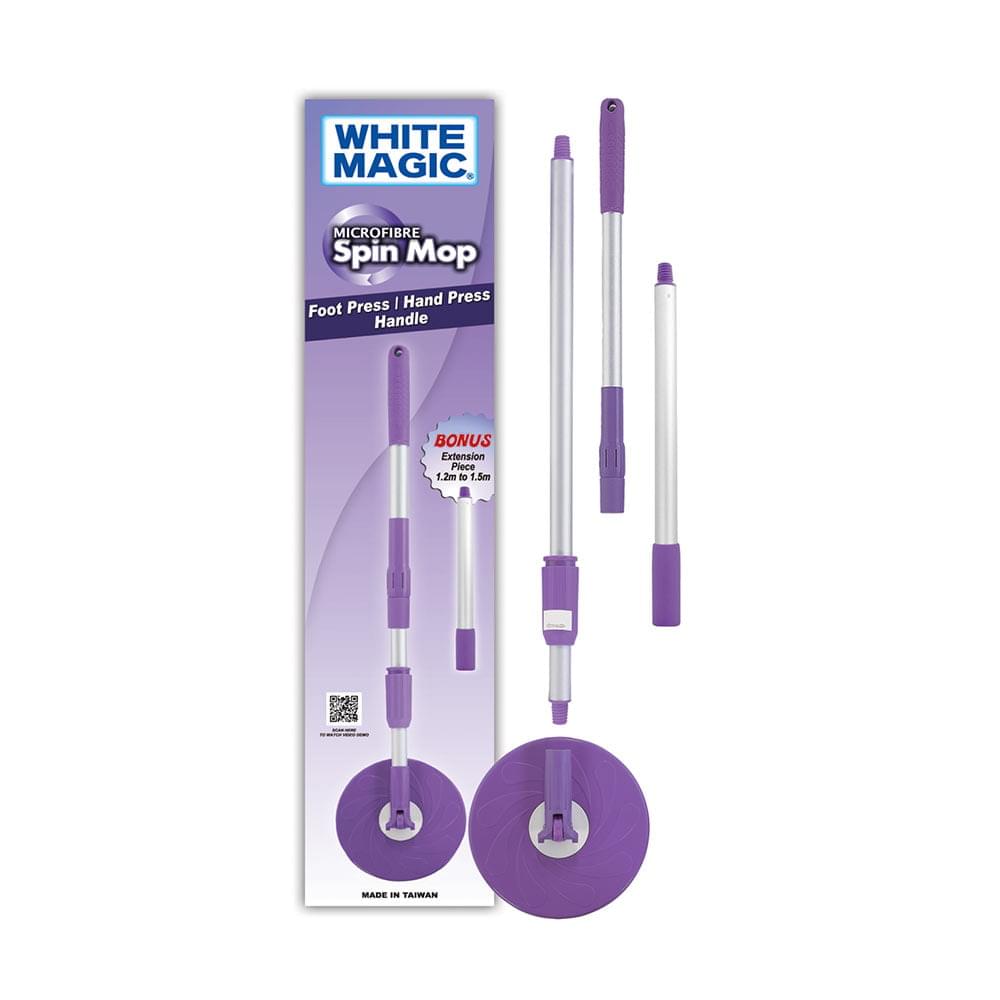 Spin Mop - Hand Press/Foot Press Handle Set (Clear Bag - Purple Handle )