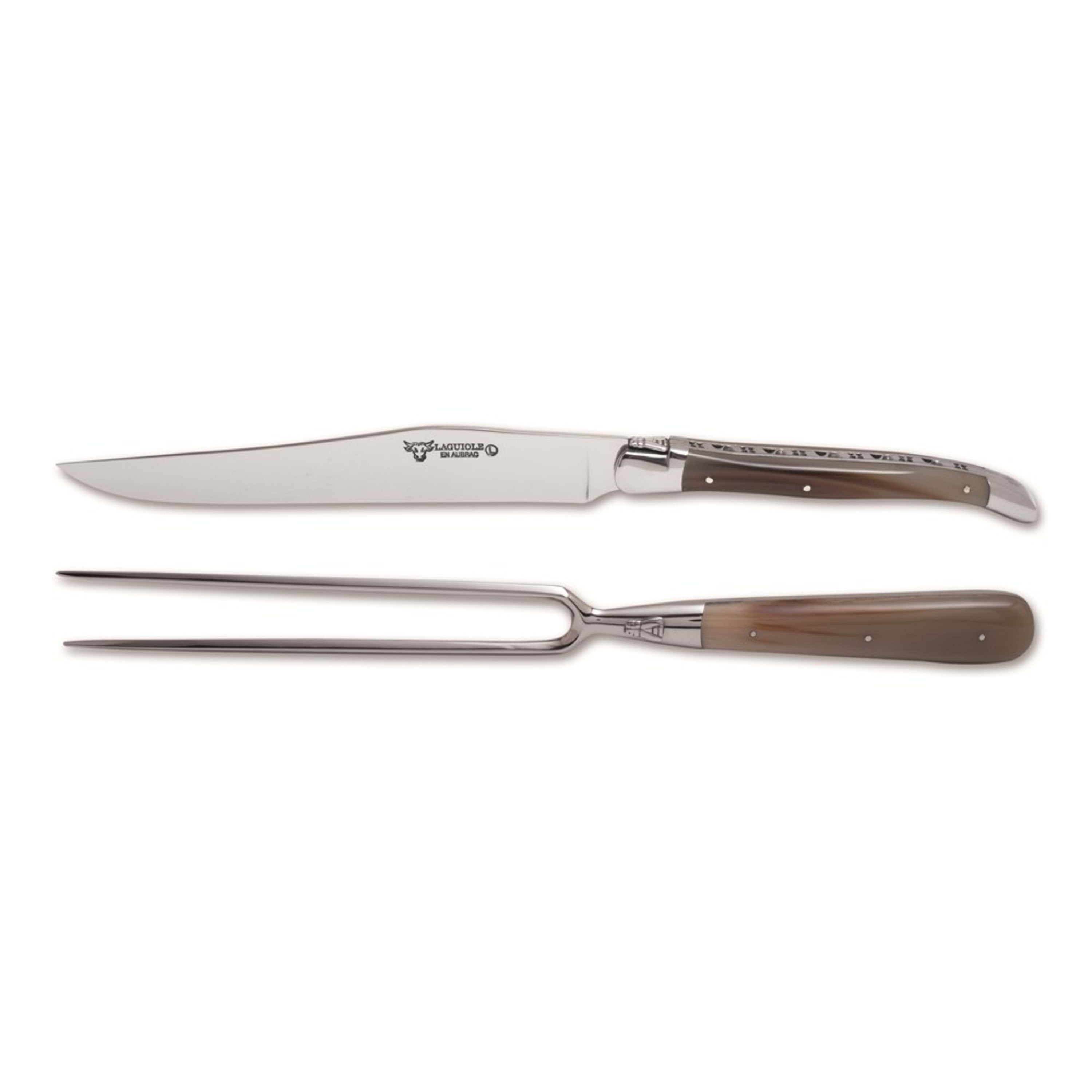 Laguiole en Aubrac 2 Piece Forged Chef's Set - Solid Horn