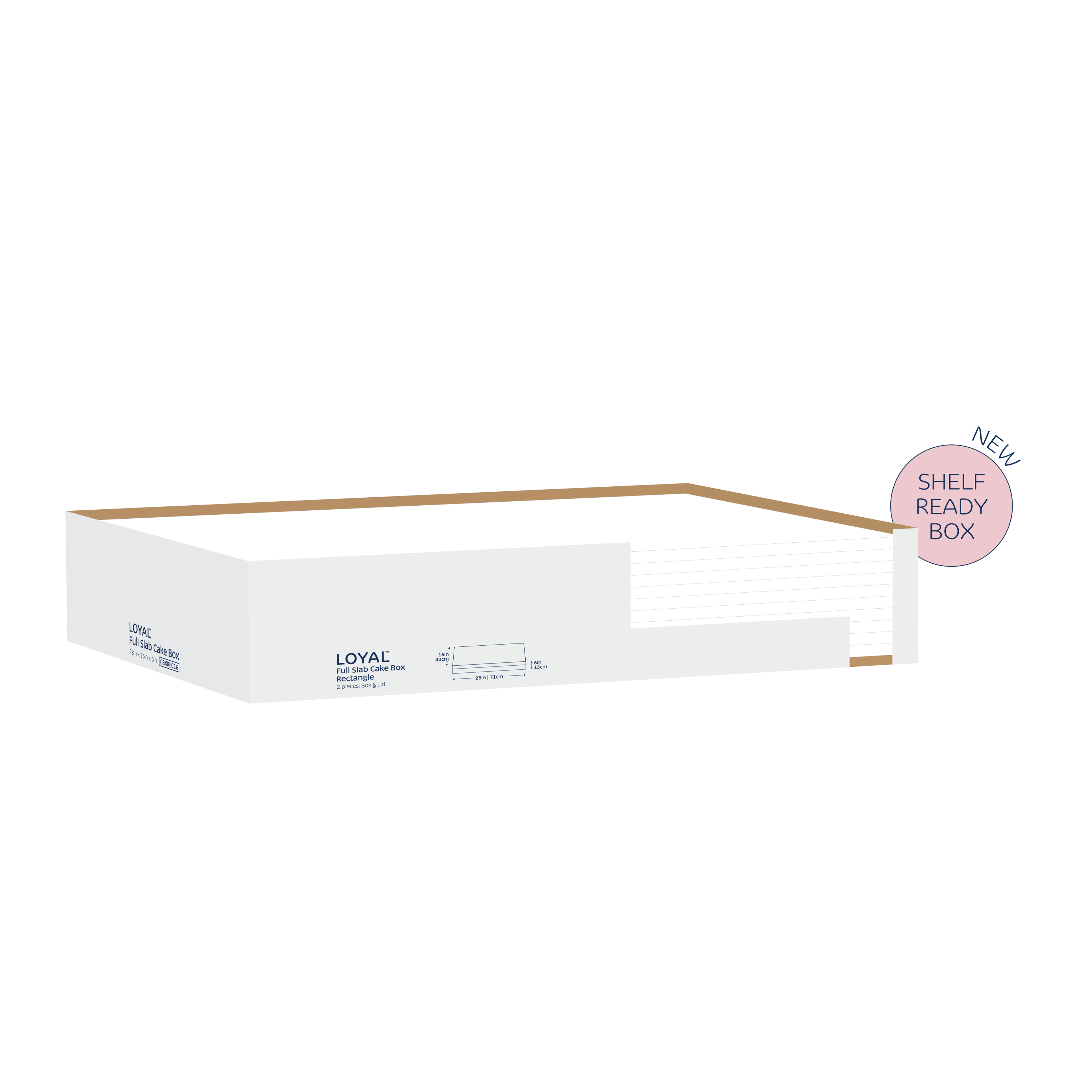 LOYAL Full Slab Cake Box with Lid 28 x 16 x 6 Inch