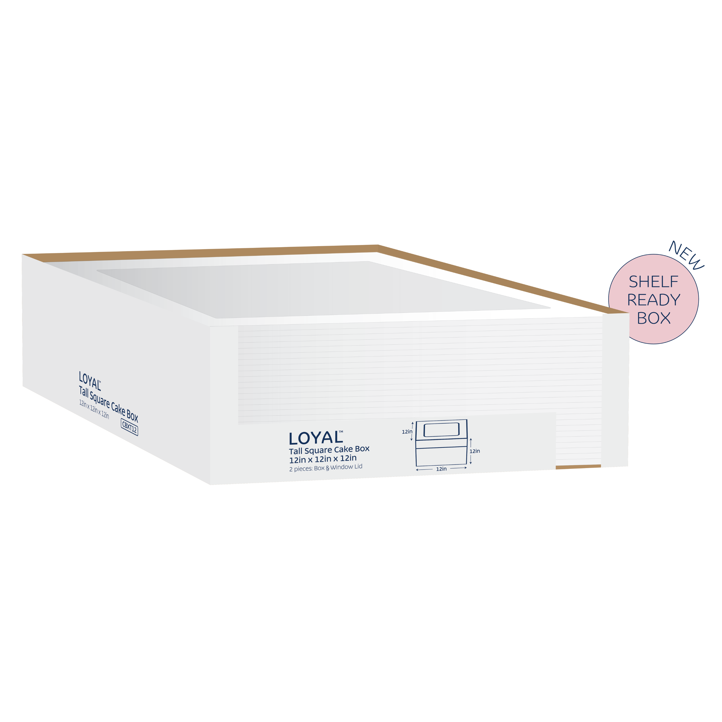LOYAL Tall Cake Box 12" High (12x12x12")
