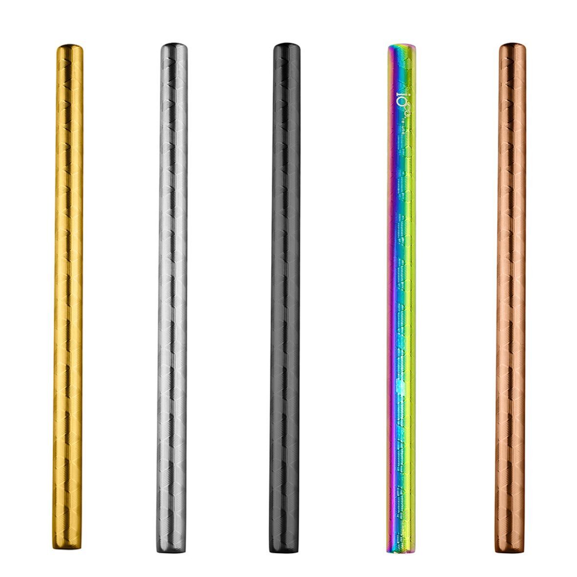 IOco Embossed Stainless Steel Bubble Tea Straw 12mm - Gold
