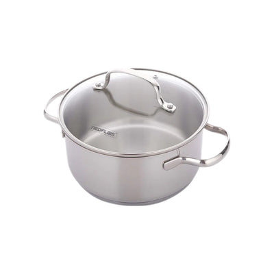Neoflam Stainless Steel 22cm Stock Pot With Glass Lid