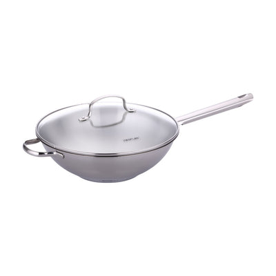 Neoflam Stainless Steel 30cm Wok With Glass Lid