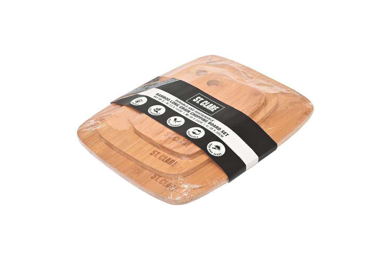 St. Clare Bamboo Long Grain Chopping Board - Set Of 3