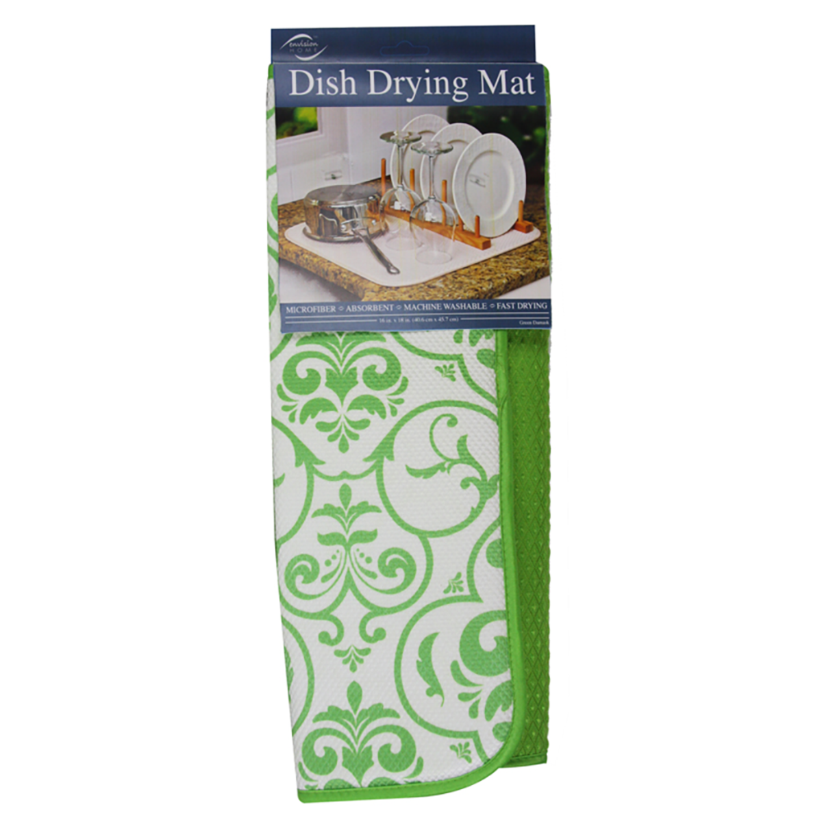 G&S Dish Drying Mat 40 x 45cm – Damask Lime