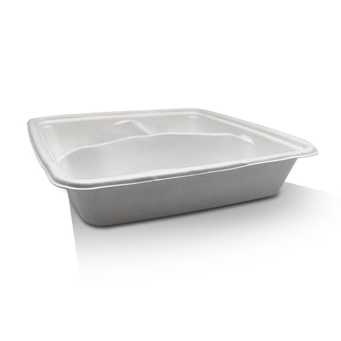 ecoware Square Takeaway Tray 9 inch 3 Compartment (Carton of 200)