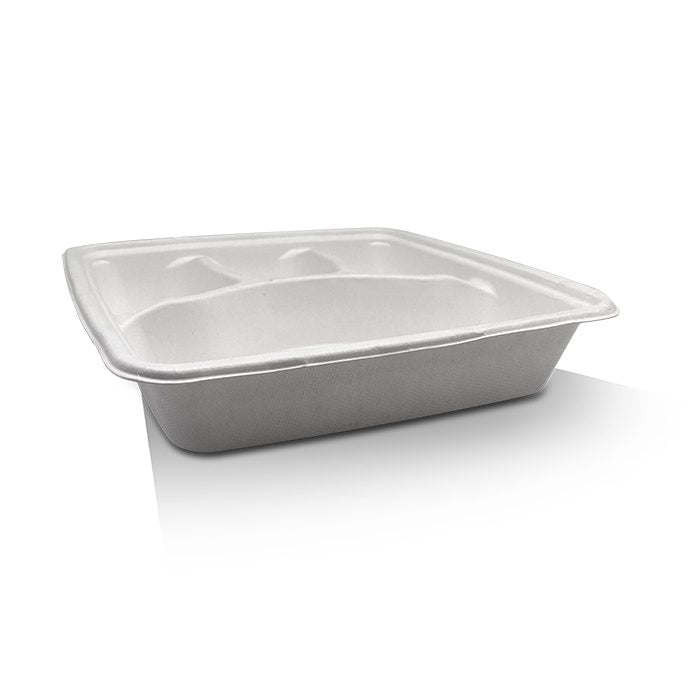 ecoware Square Takeaway Tray 9 inch 4 Compartment (Carton of 200)