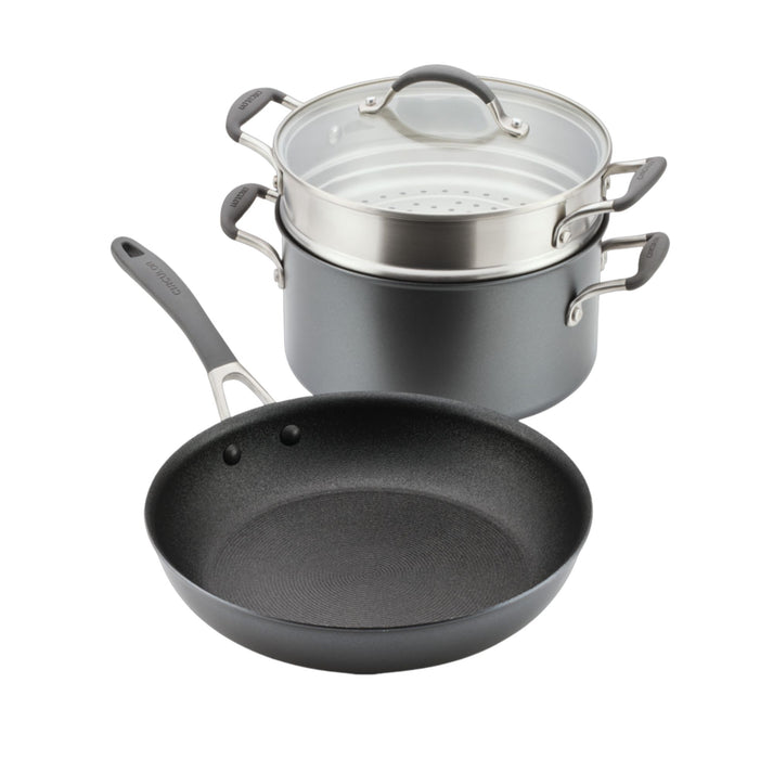Circulon ScratchDefense A1 Nonstick 3 Piece Cookware Set (Skillet, Stockpot & Steamer)