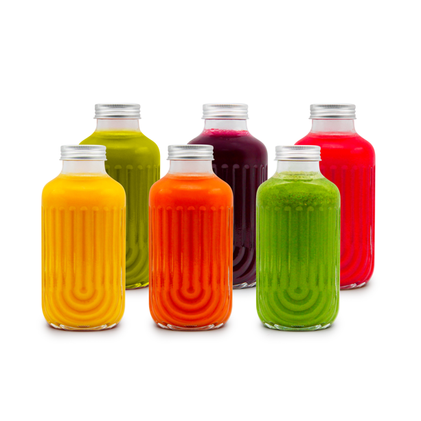 Melii Luxe Fluted Glass Juice Bottles 250ml (Set of 6)