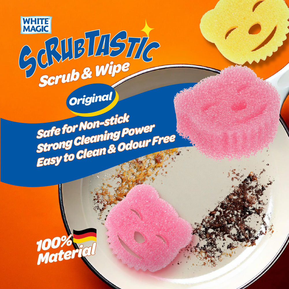 White Magic Scrubtastic Scrub & Wipe Sponge Original 3 Pack