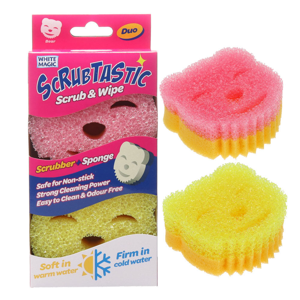 White Magic Scrubtastic Scrub & Wipe Sponge Duo 2 Pack