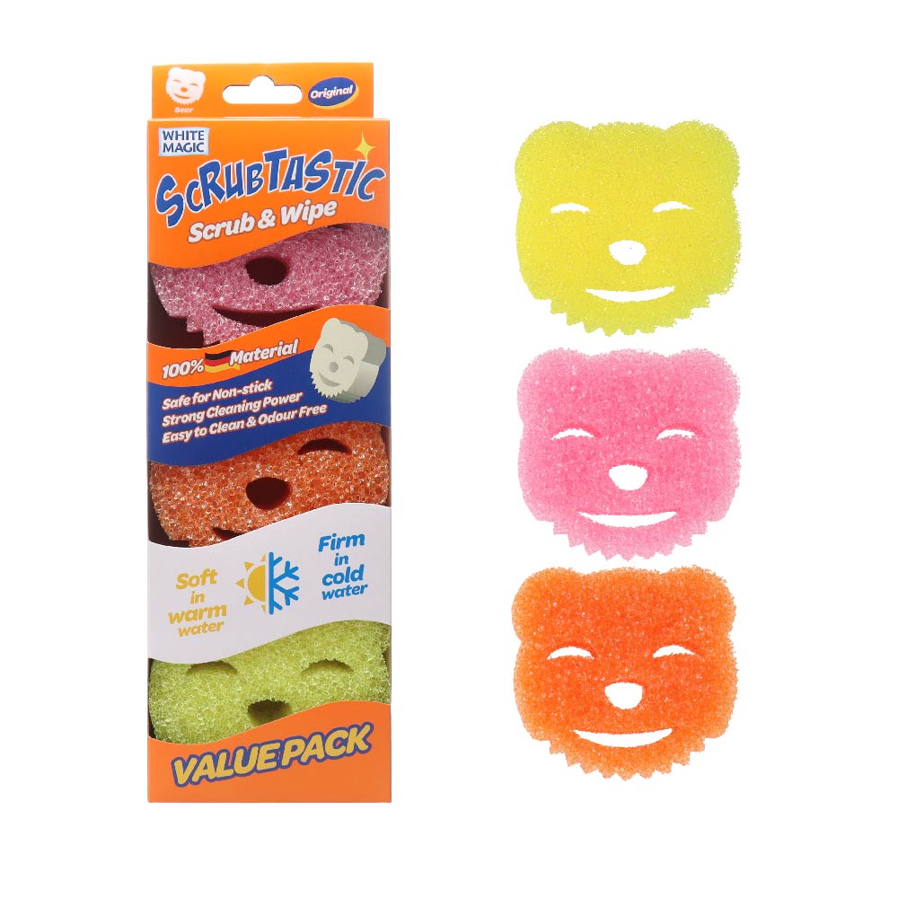 White Magic Scrubtastic Scrub & Wipe Sponge Original 3 Pack