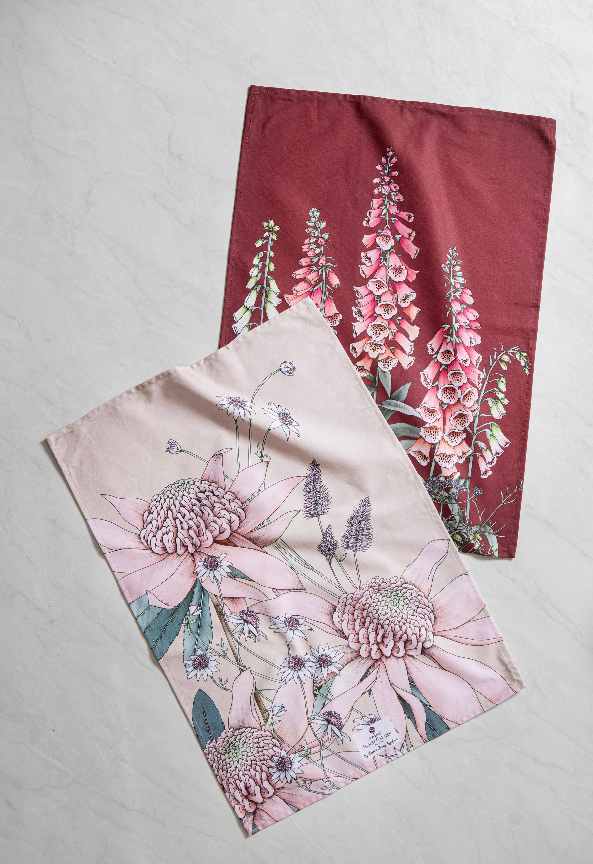 Ashdene Secret Garden Pink 2pk Kitchen Towel