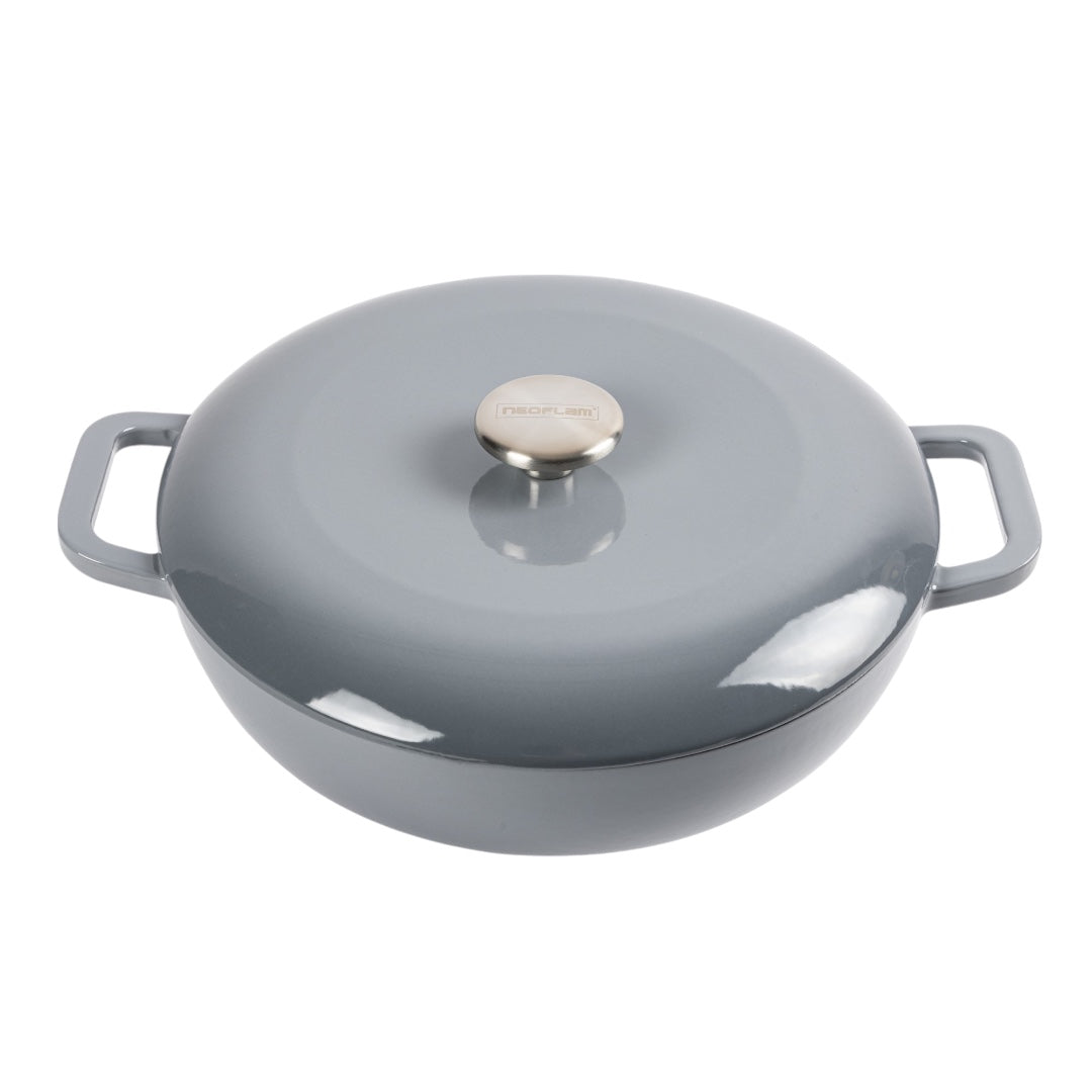 Neoflam Cast Iron 30cm Shallow Casserole 4.4L Gray