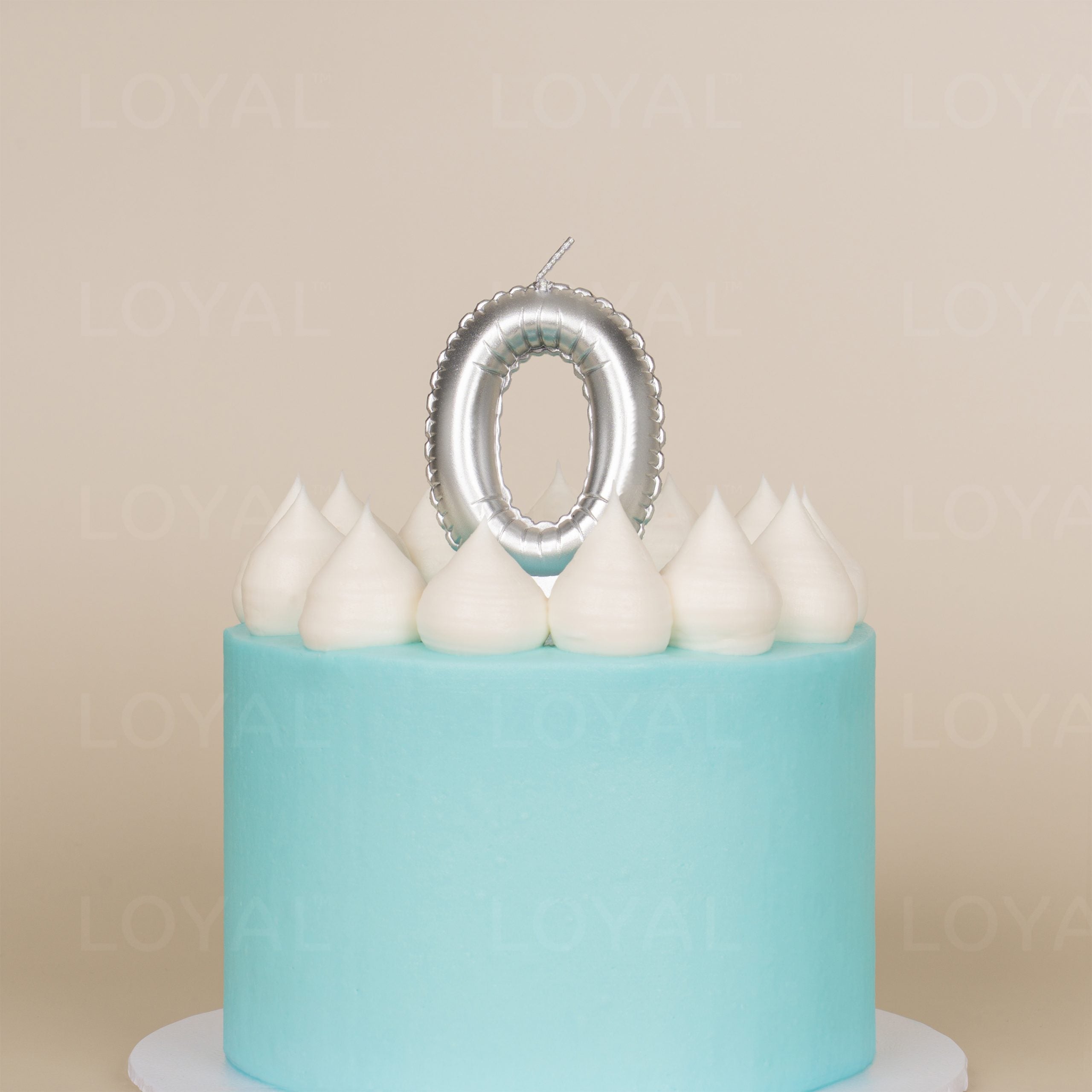 LOYAL Balloon Number "0" Candle - Metallic Silver