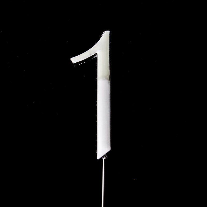 Cake & Candle Cake Topper Number 1 Silver 7cm