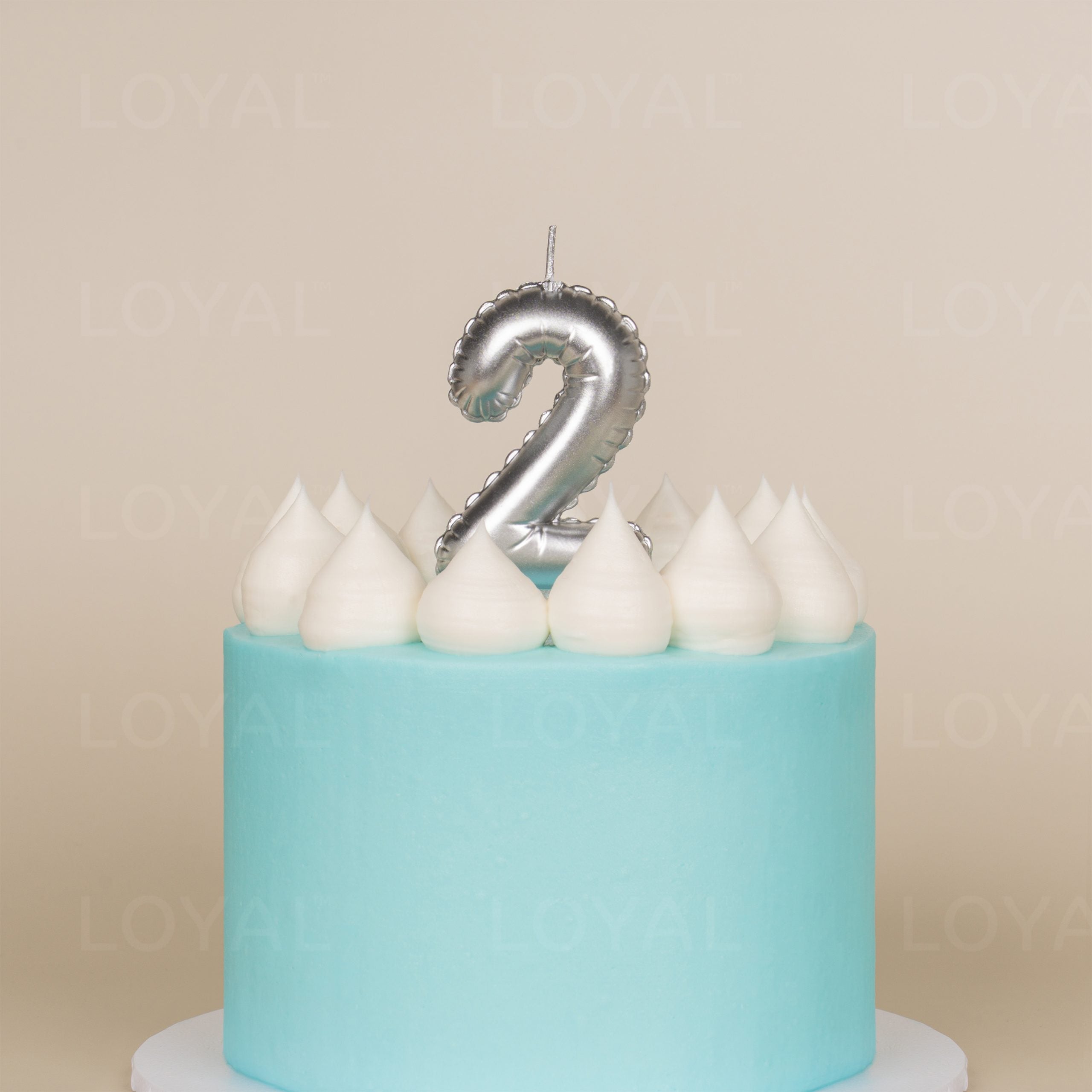 LOYAL Balloon Number "2" Candle - Metallic Silver